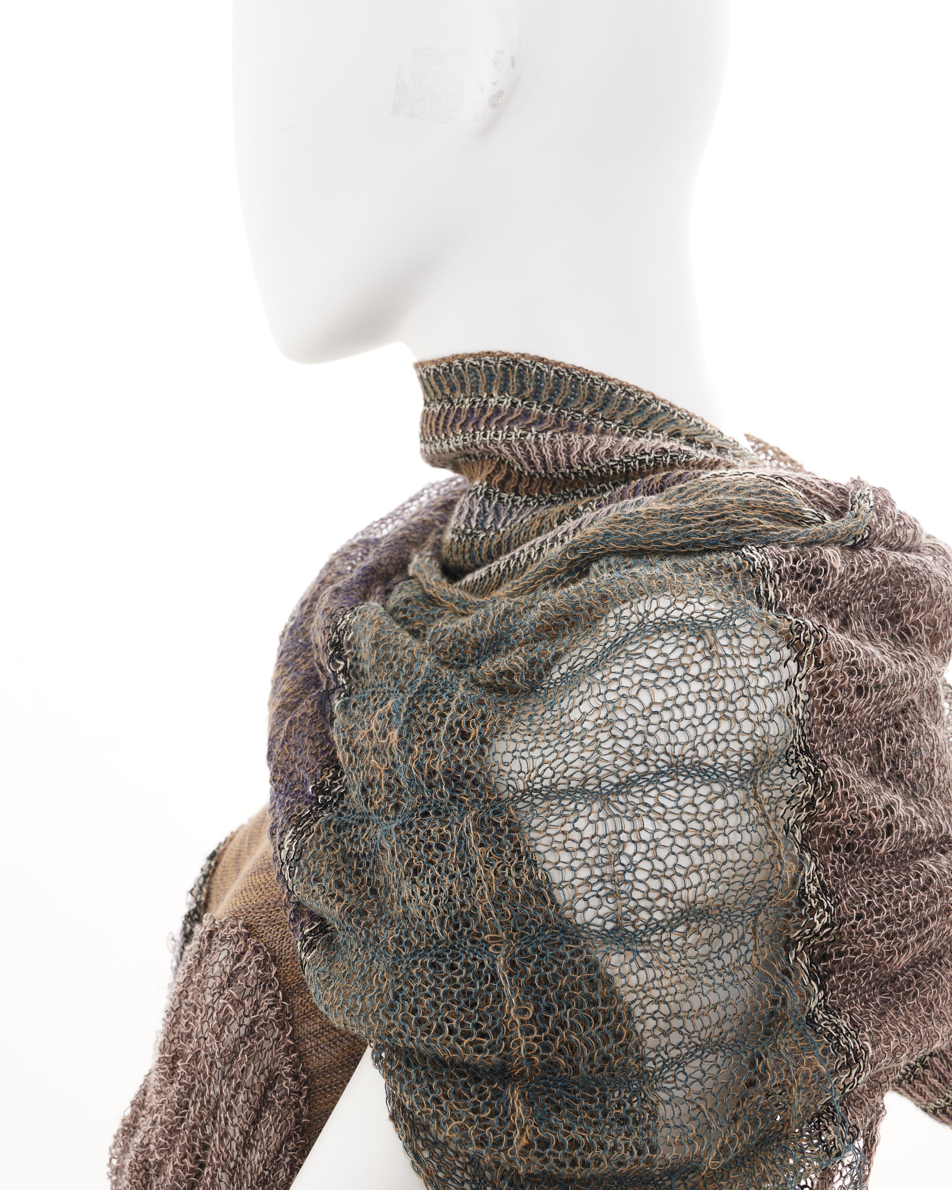 Vivienne Westwood S/S 2005 Multicolor distressed linen dress with tubular scarf For Sale 13