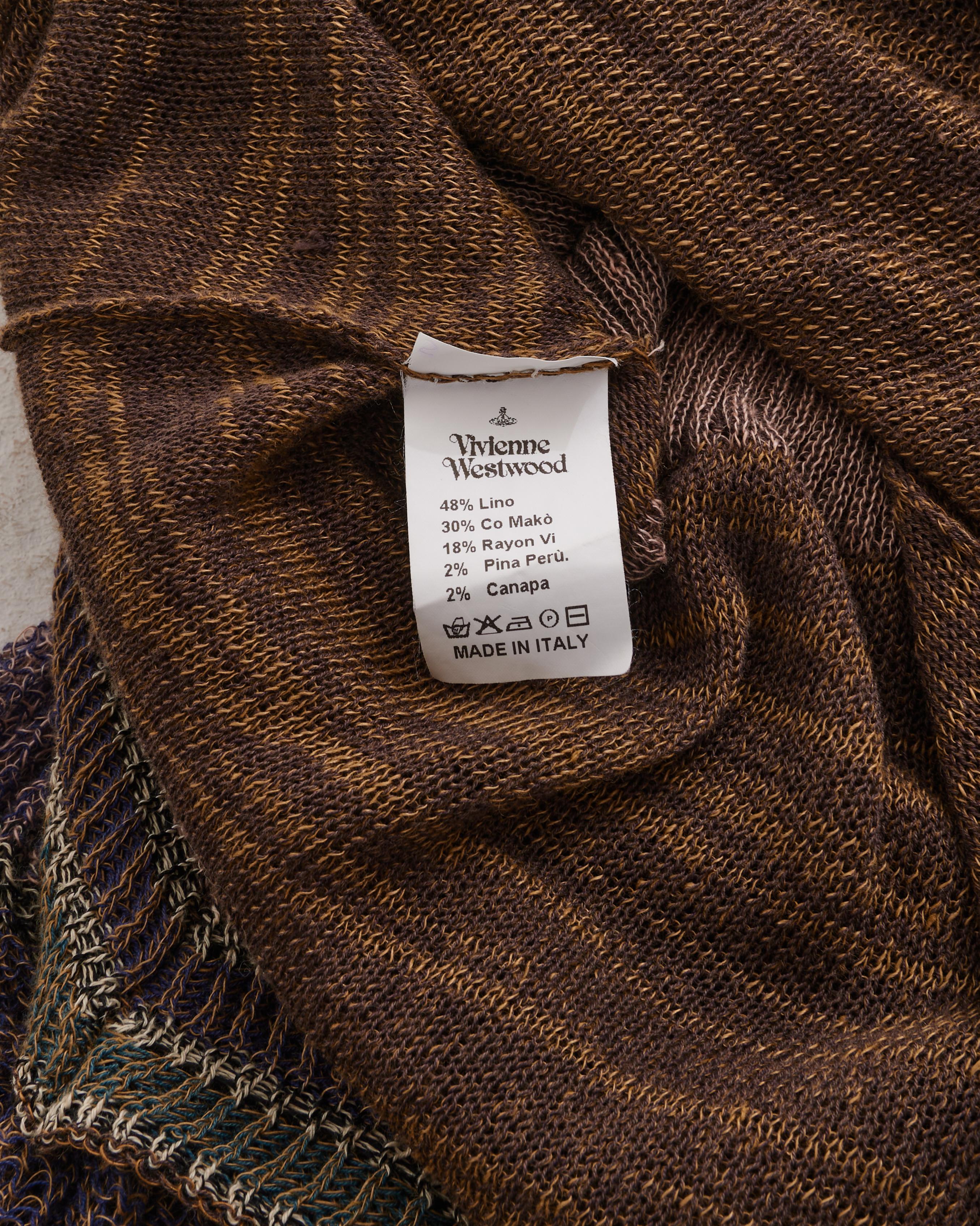 Vivienne Westwood S/S 2005 Multicolor distressed linen dress with tubular scarf For Sale 15