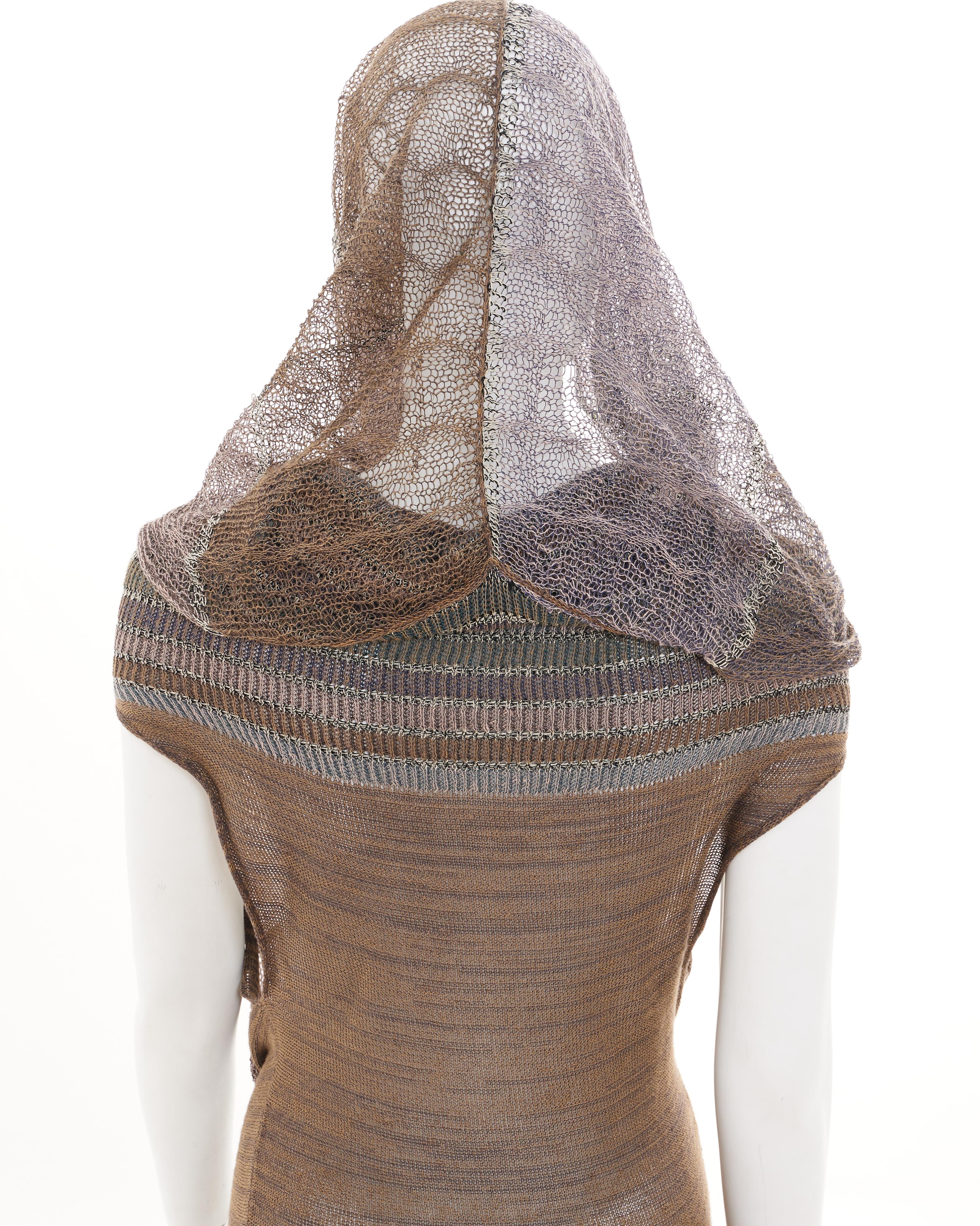 Vivienne Westwood S/S 2005 Multicolor distressed linen dress with tubular scarf For Sale 4