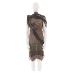 Vivienne Westwood S/S 2005 Robe en lin distendu multicolore avec écharpe tubulaire