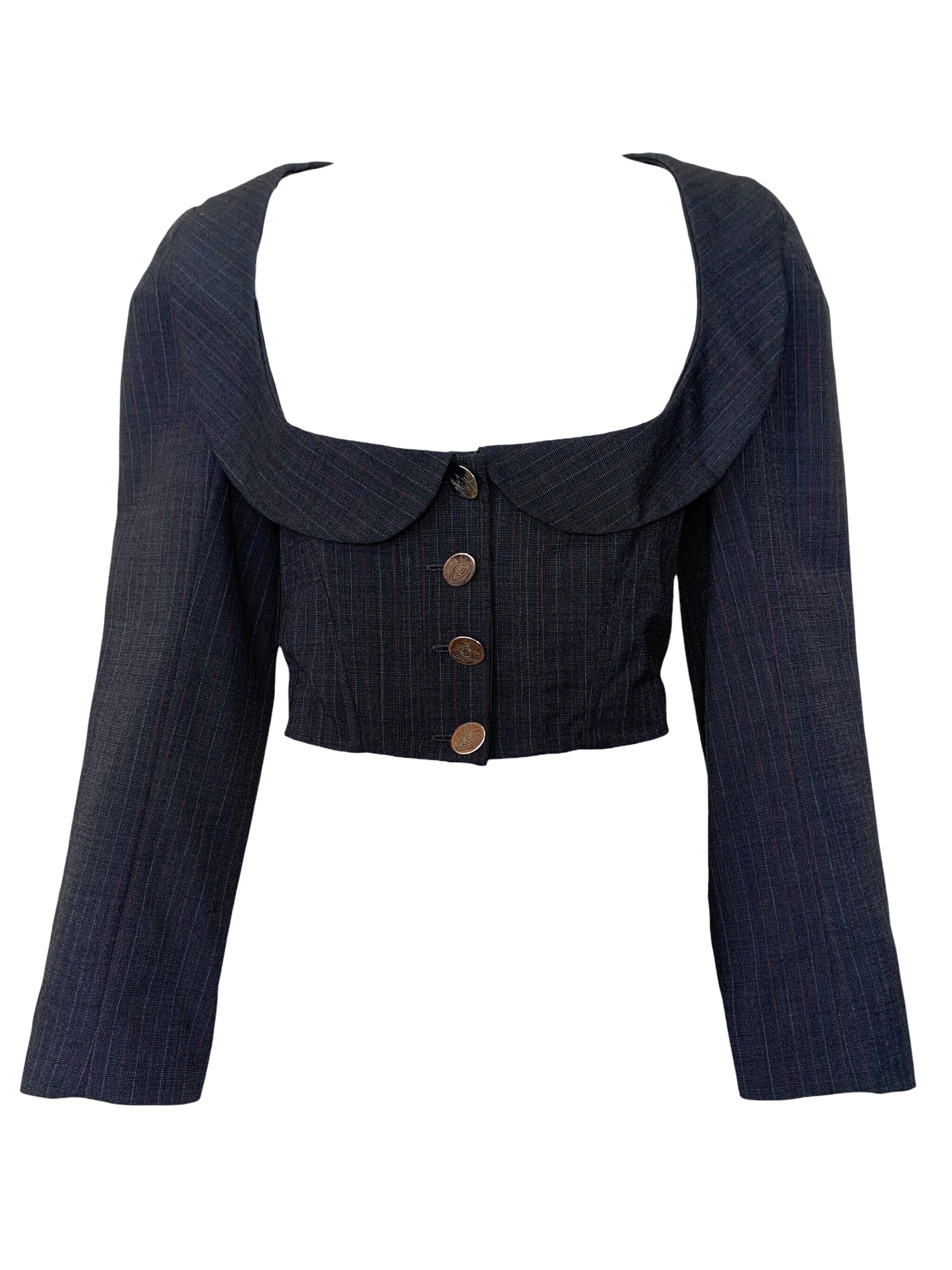 Vivienne Westwood S/S Pagan Anthrazitgraue Cropped Jacket, 1988 im Angebot