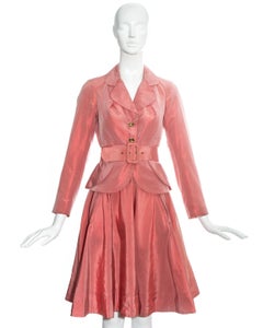 Vivienne Westwood salmon pink silk peplum blazer jacket and skirt suit, ss 1994