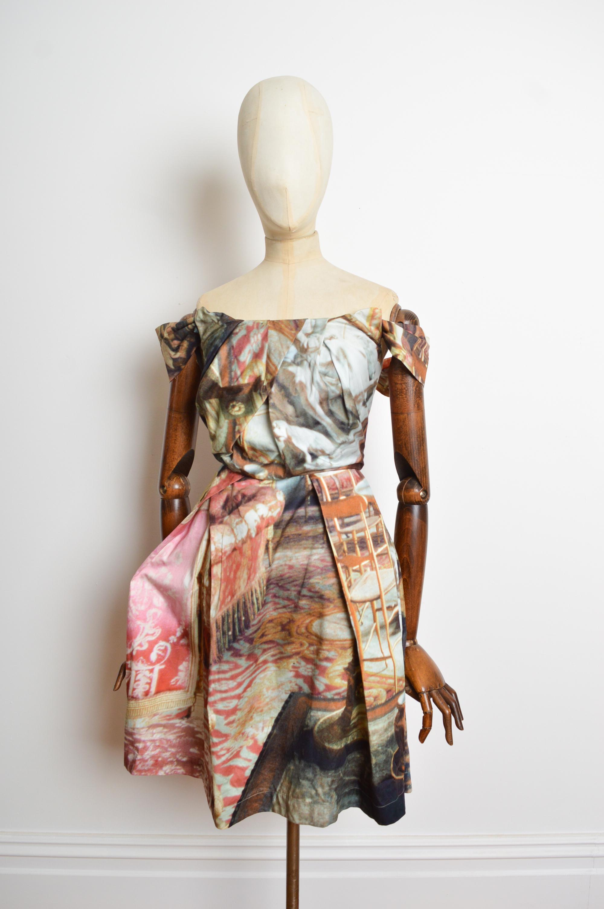 Brown Vivienne Westwood Saloon print liberty Renaissance Cocktail Party dress For Sale