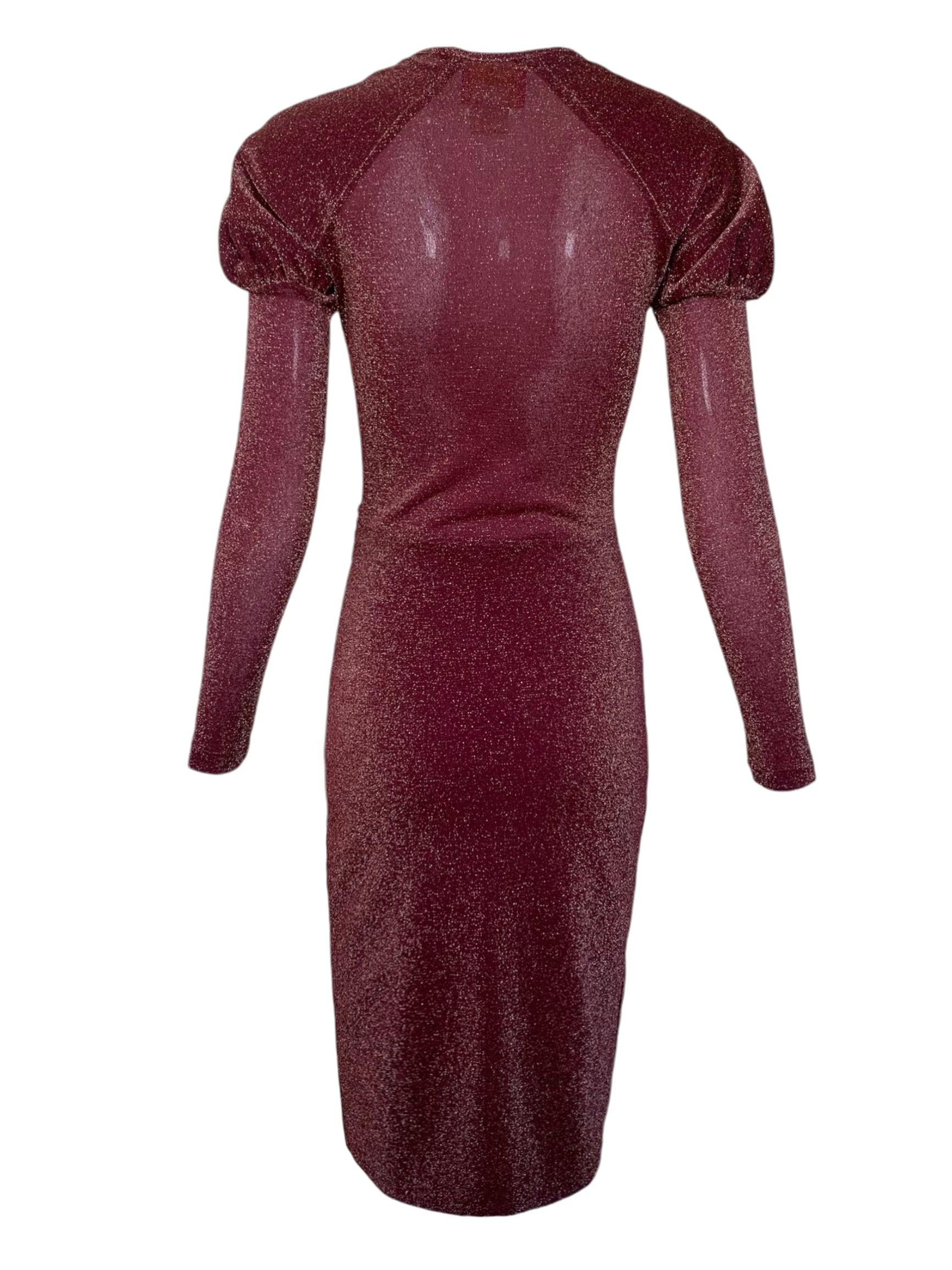 Vivienne Westwood Vestido sexy de lúrex burdeos, años 90 Marrón en venta