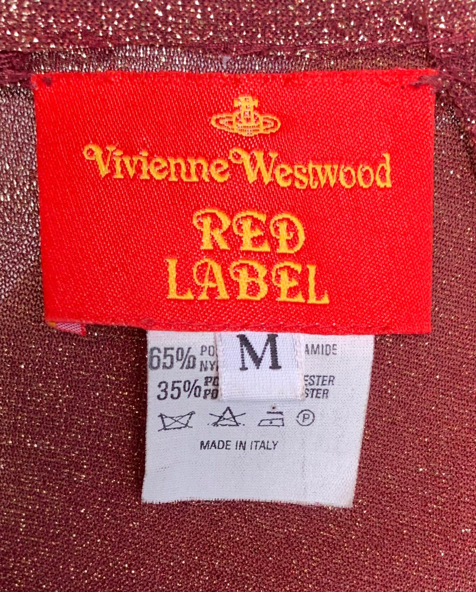 Vivienne Westwood Vestido sexy de lúrex burdeos, años 90 en Nuevo estado para la venta en Los Angeles, CA