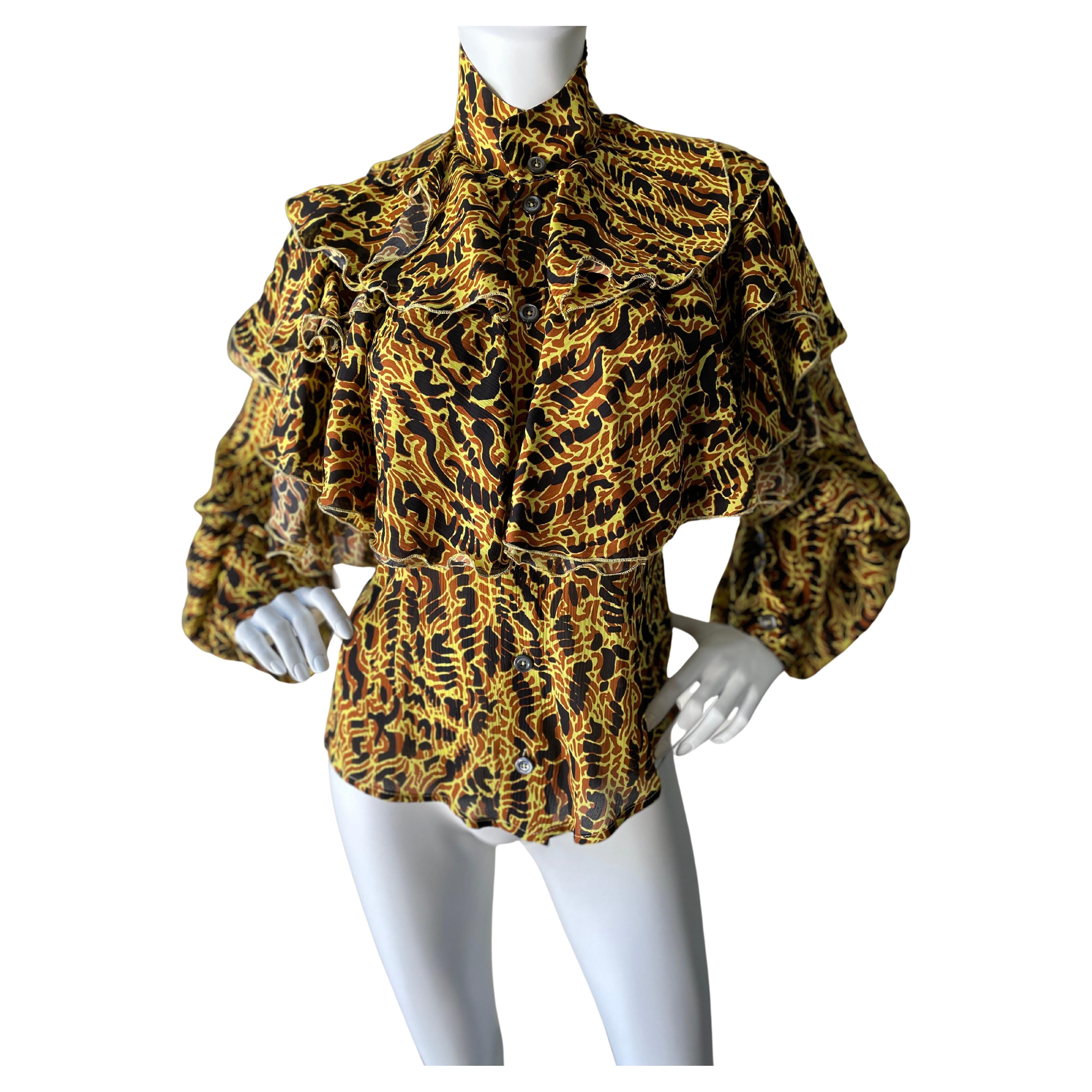 Vivienne Westwood Silk Georgette Leopard Print "Consuelo" Blouse NWT $1200 For Sale