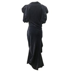 Vivienne Westwood Silk Velvet Draped Dark Grey Dress