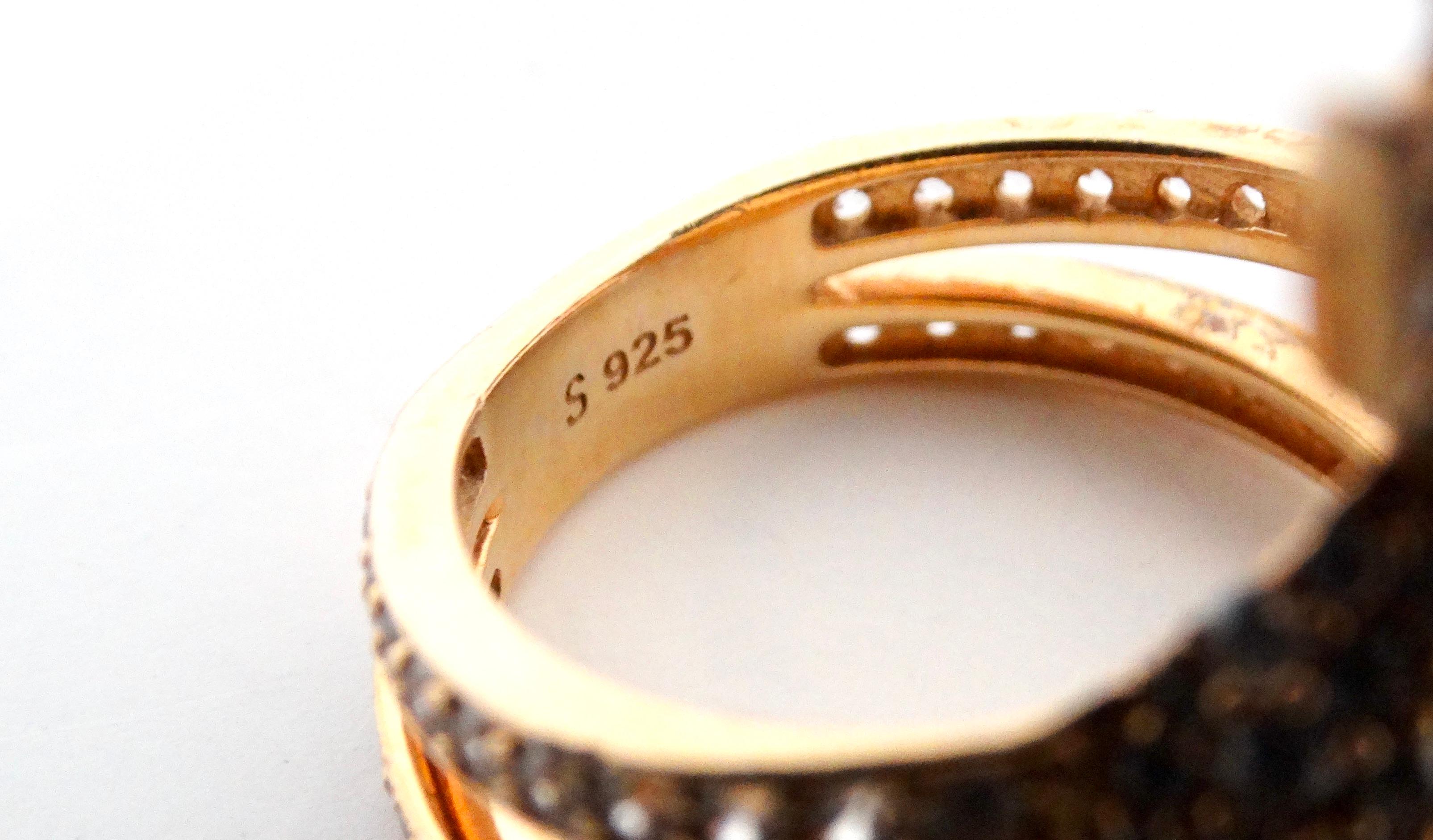 Vivienne Westwood Silver & 18k Rose Gold Plated Orb Ring With Crystals 1