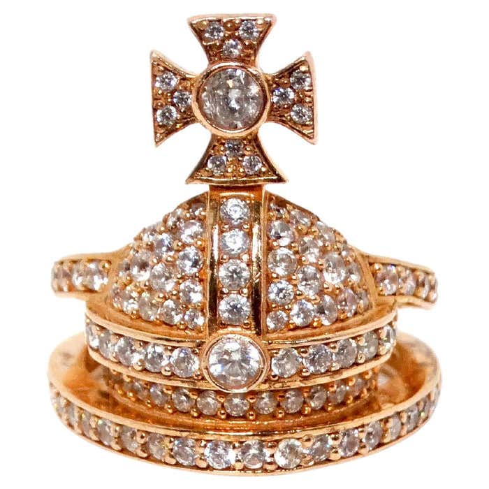 Vivienne Westwood Silver And 18k Rose Gold Plated Orb Ring With vivienne-westwood-silver-and-18k-rose-gold-plated-orb-ring-with