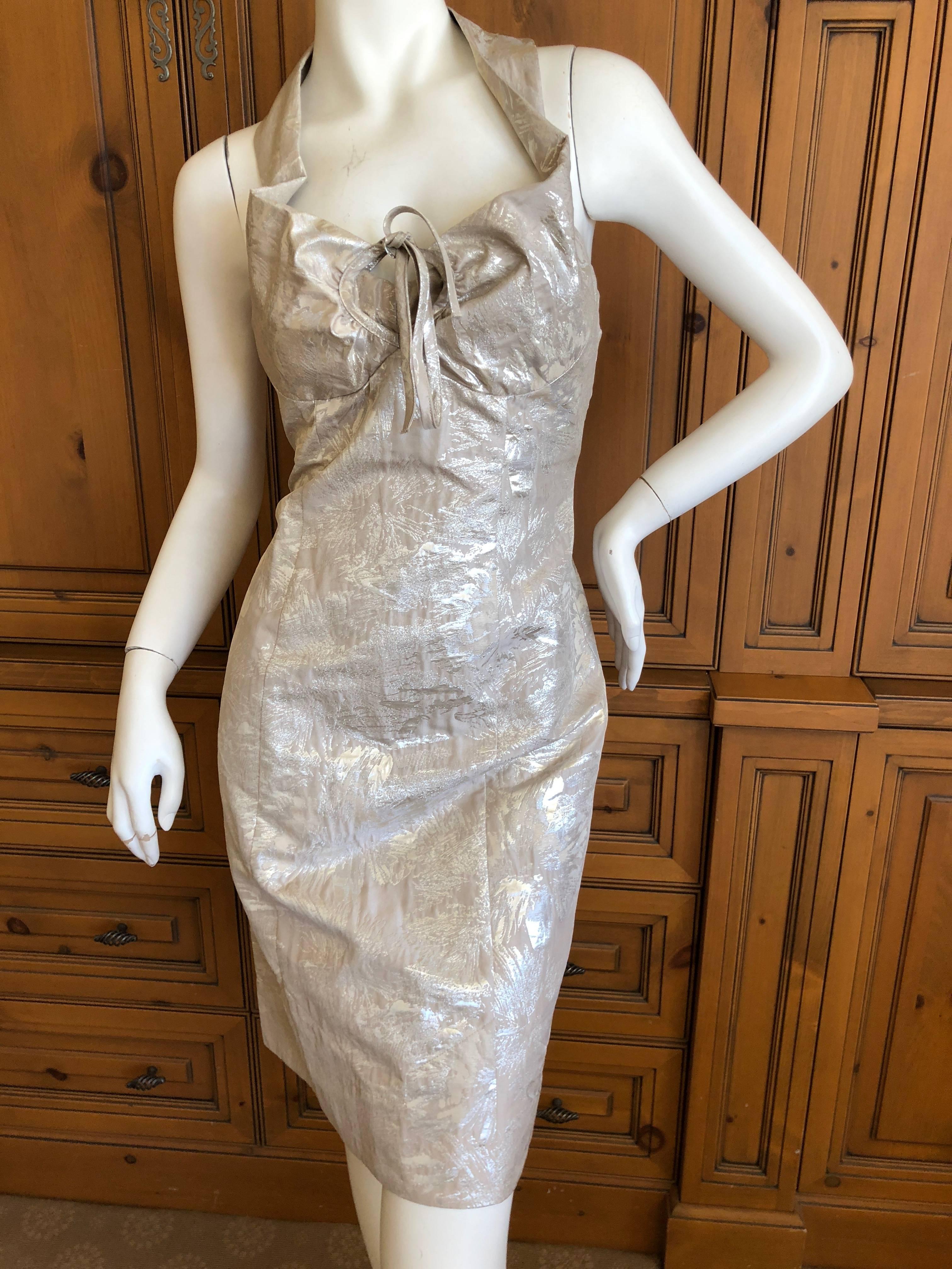 Vivienne Westwood Red Label Silver Brocade Dress with Cross Back New with Tags In Excellent Condition For Sale In Cloverdale, CA