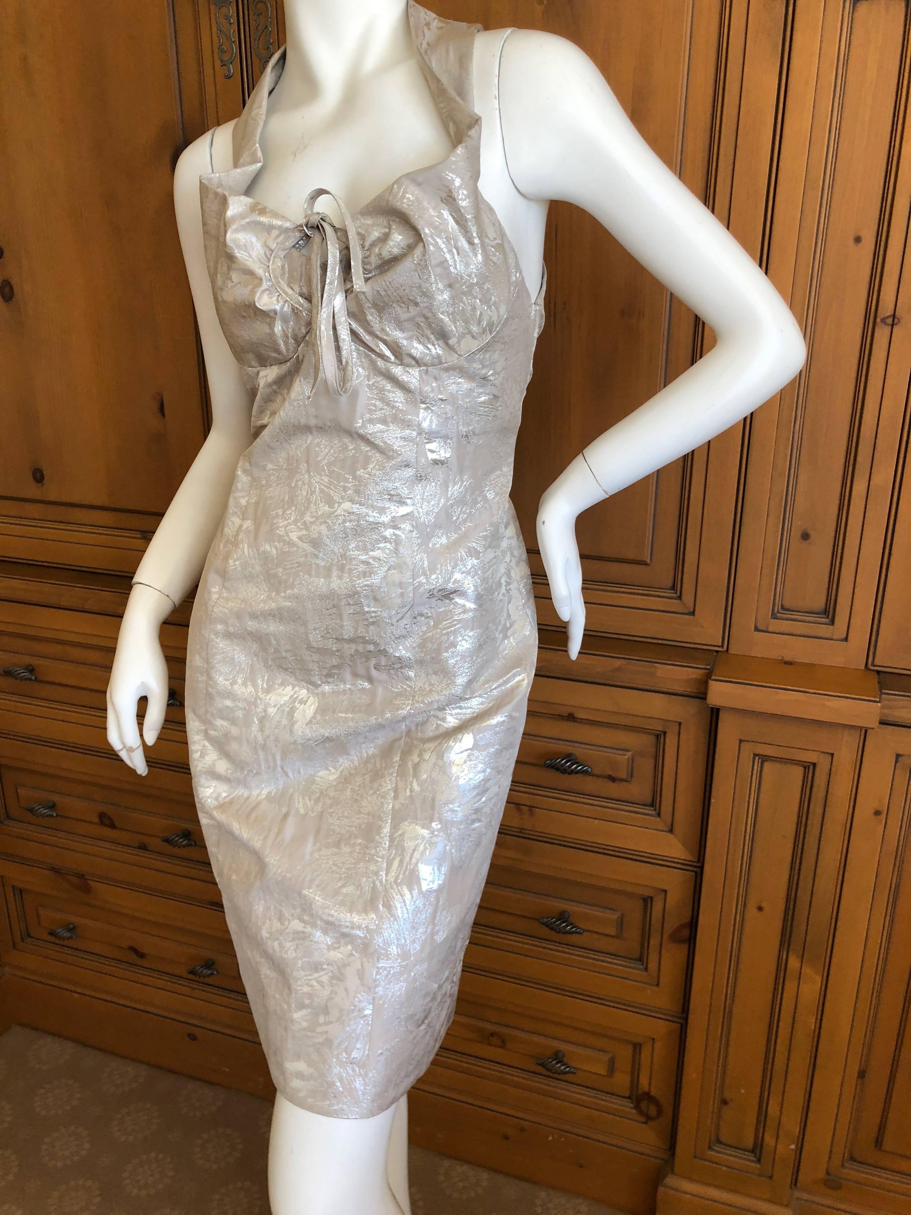 Vivienne Westwood Red Label Silver Brocade Dress with Cross Back New with Tags For Sale 1