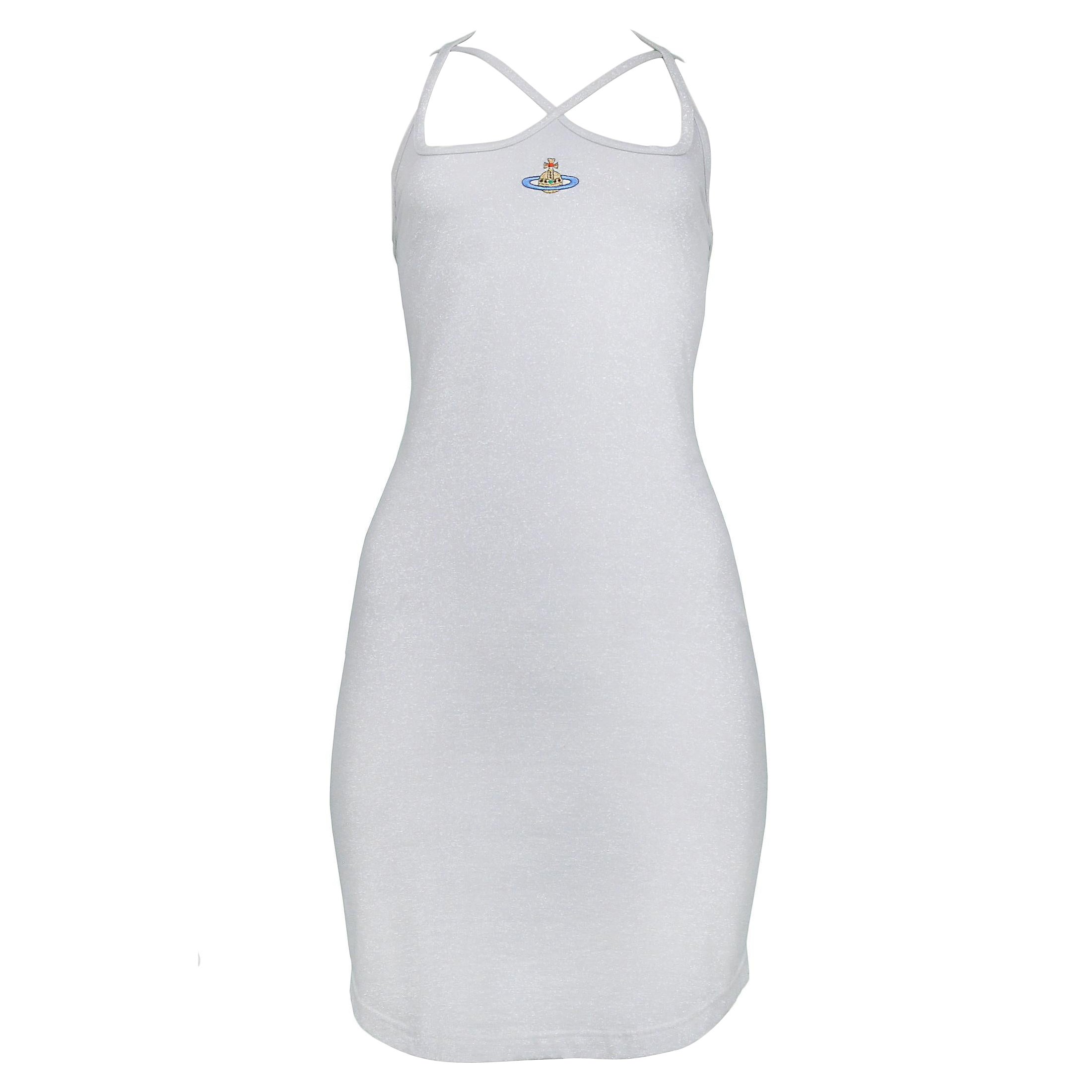 Vivienne Westwood Silver Glitter "ORB" Criss-Cross Dress 1998