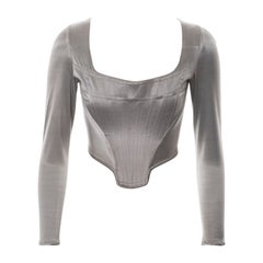 Vintage Vivienne Westwood silver stretch satin long sleeve corset, ss 1992
