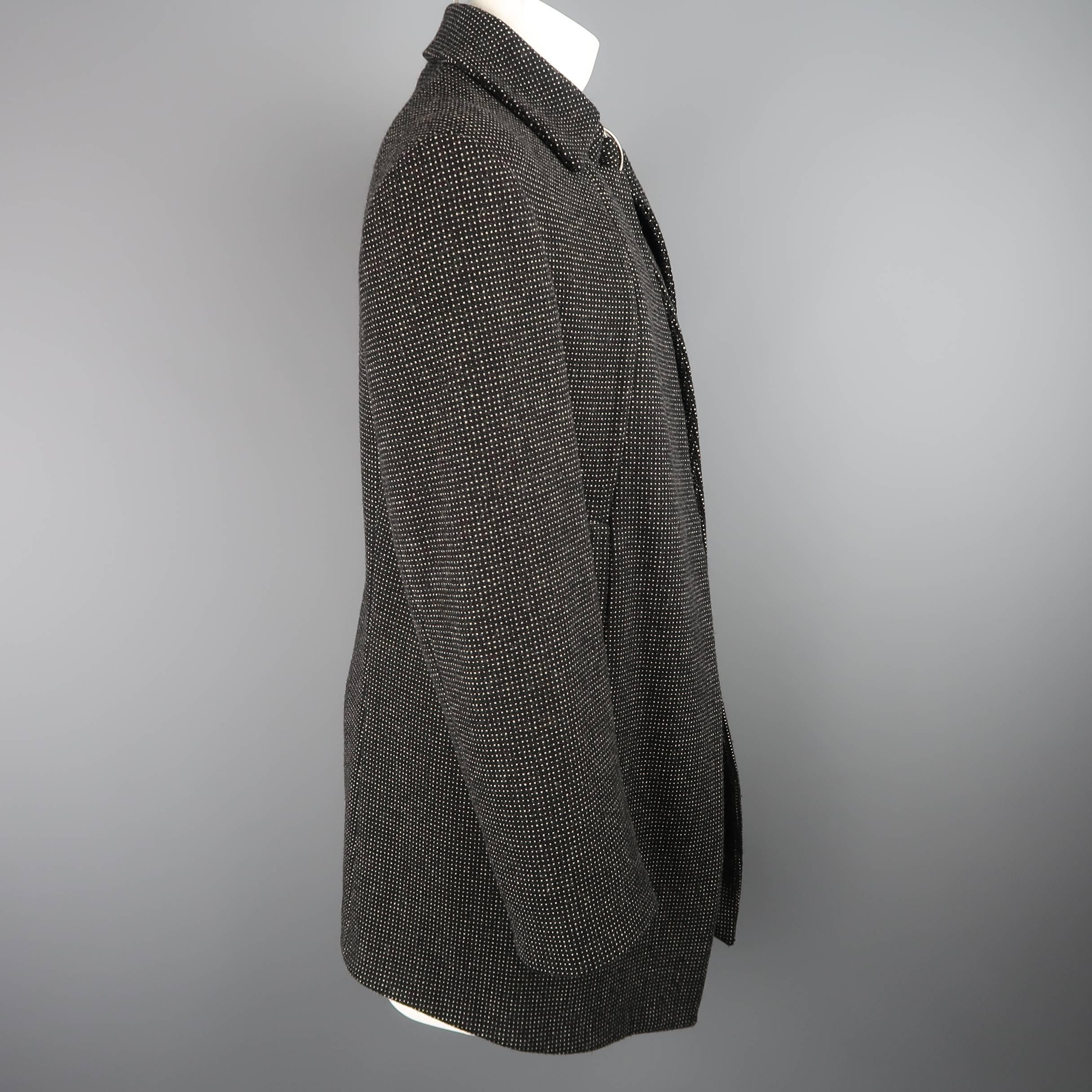 VIVIENNE WESTWOOD Size 14 Black & White Nailhead Wool Strap Collar Corset Coat 2