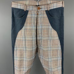 VIVIENNE WESTWOOD Size 30 Blue & Gray Plaid Cotton Blend Drop-Crotch Pants