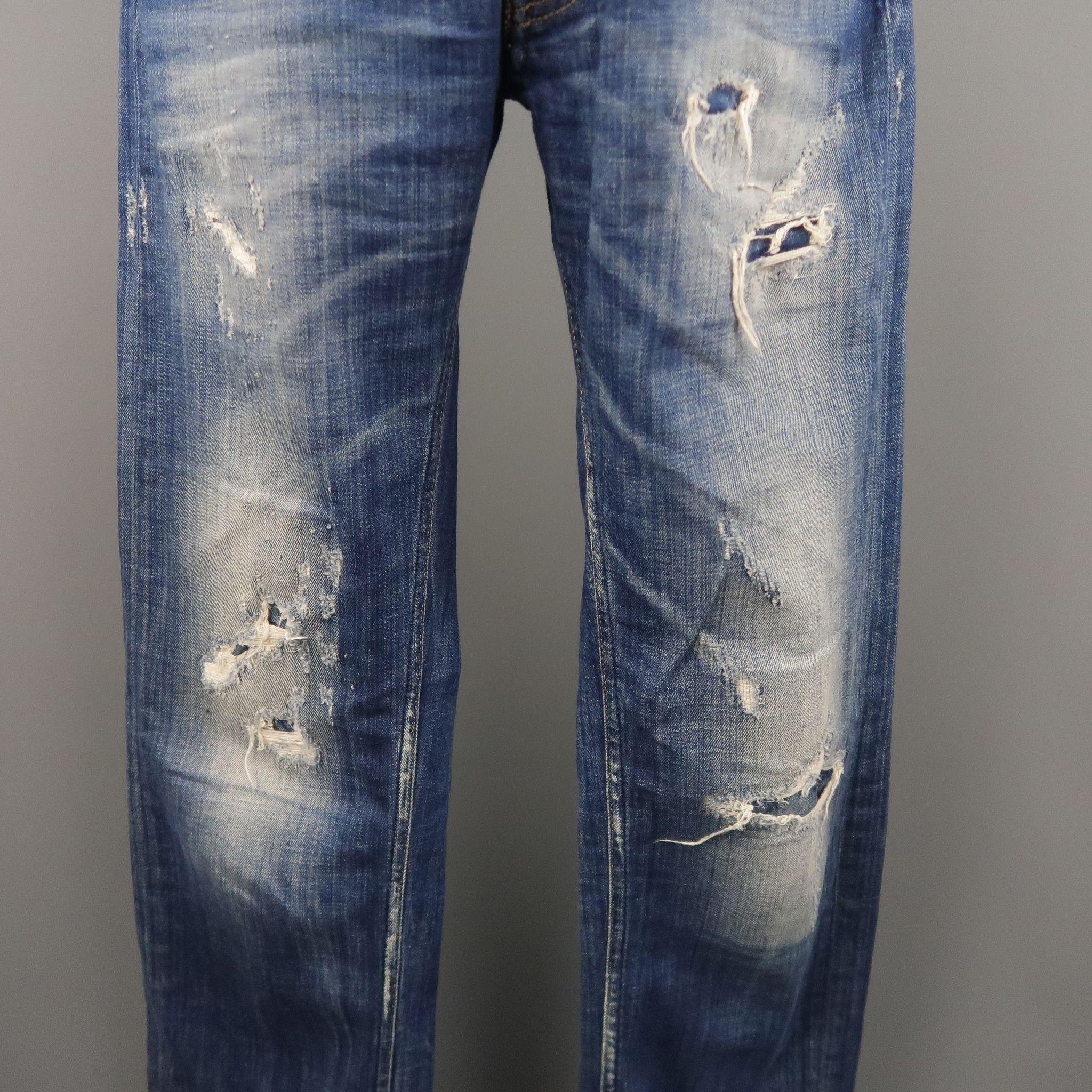 Black VIVIENNE WESTWOOD Size 30 Indigo Distressed Denim Jeans