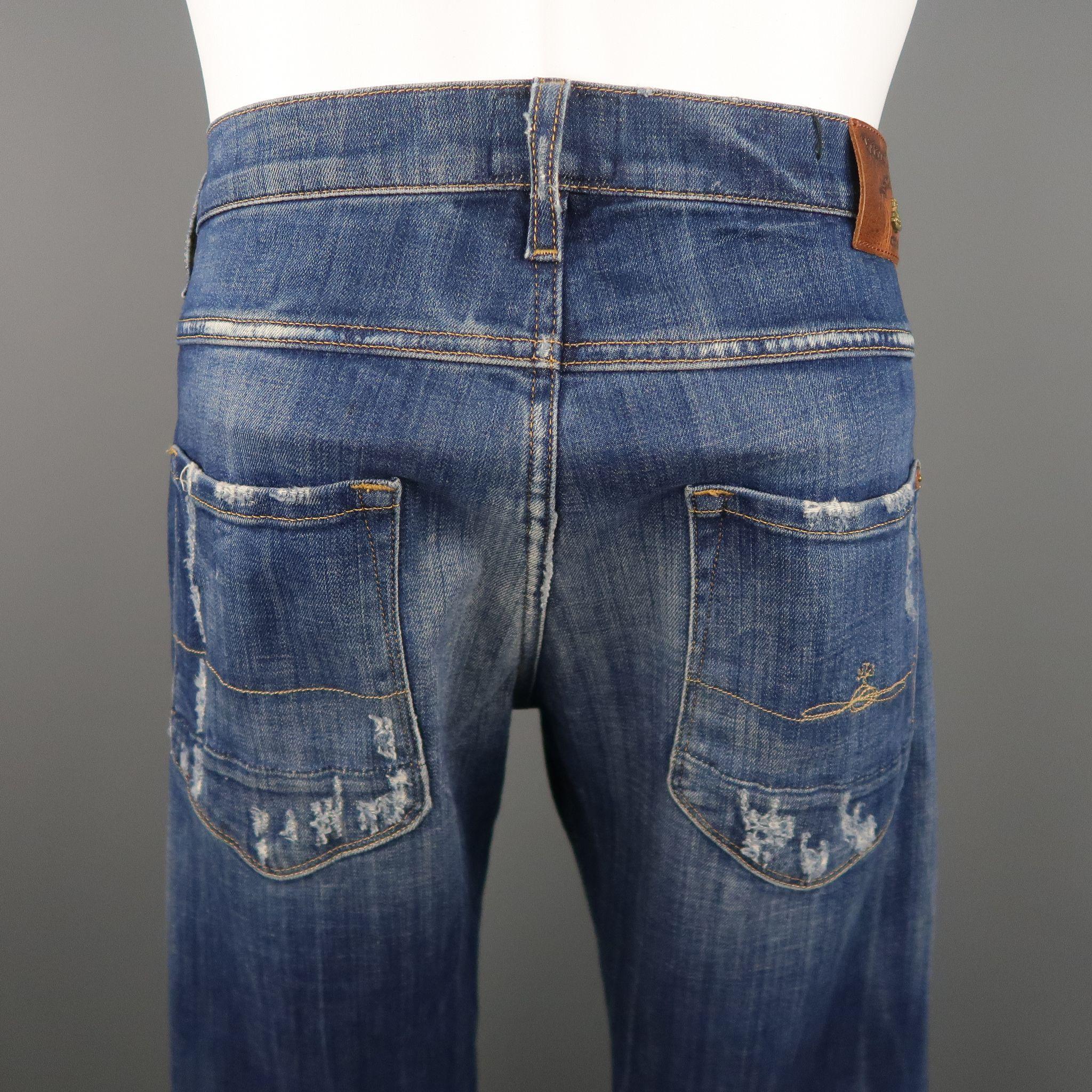 Men's VIVIENNE WESTWOOD Size 30 Indigo Distressed Denim Jeans