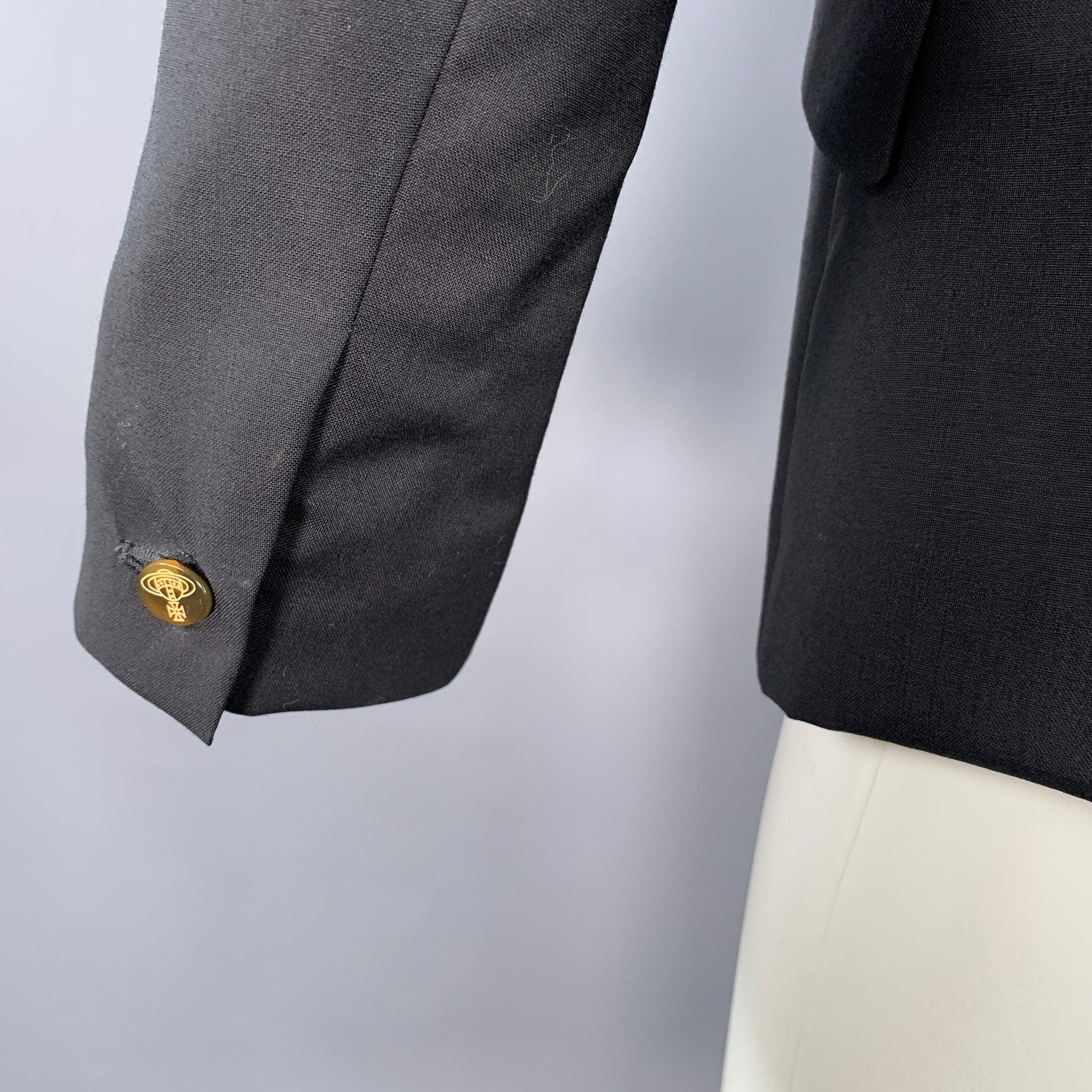 VIVIENNE WESTWOOD Size 36 Black Wool Single Breasted Sport Coat For Sale 2