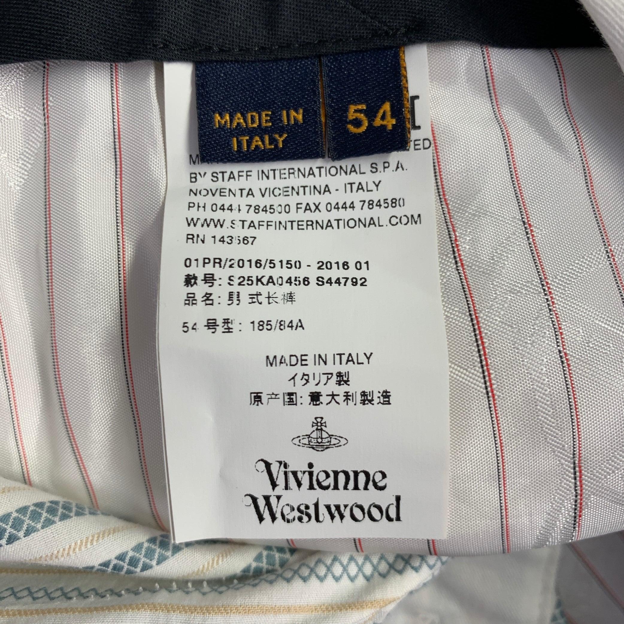 Men's VIVIENNE WESTWOOD Size 38 White Blue Yellow Stripe Cotton Casual Pants For Sale
