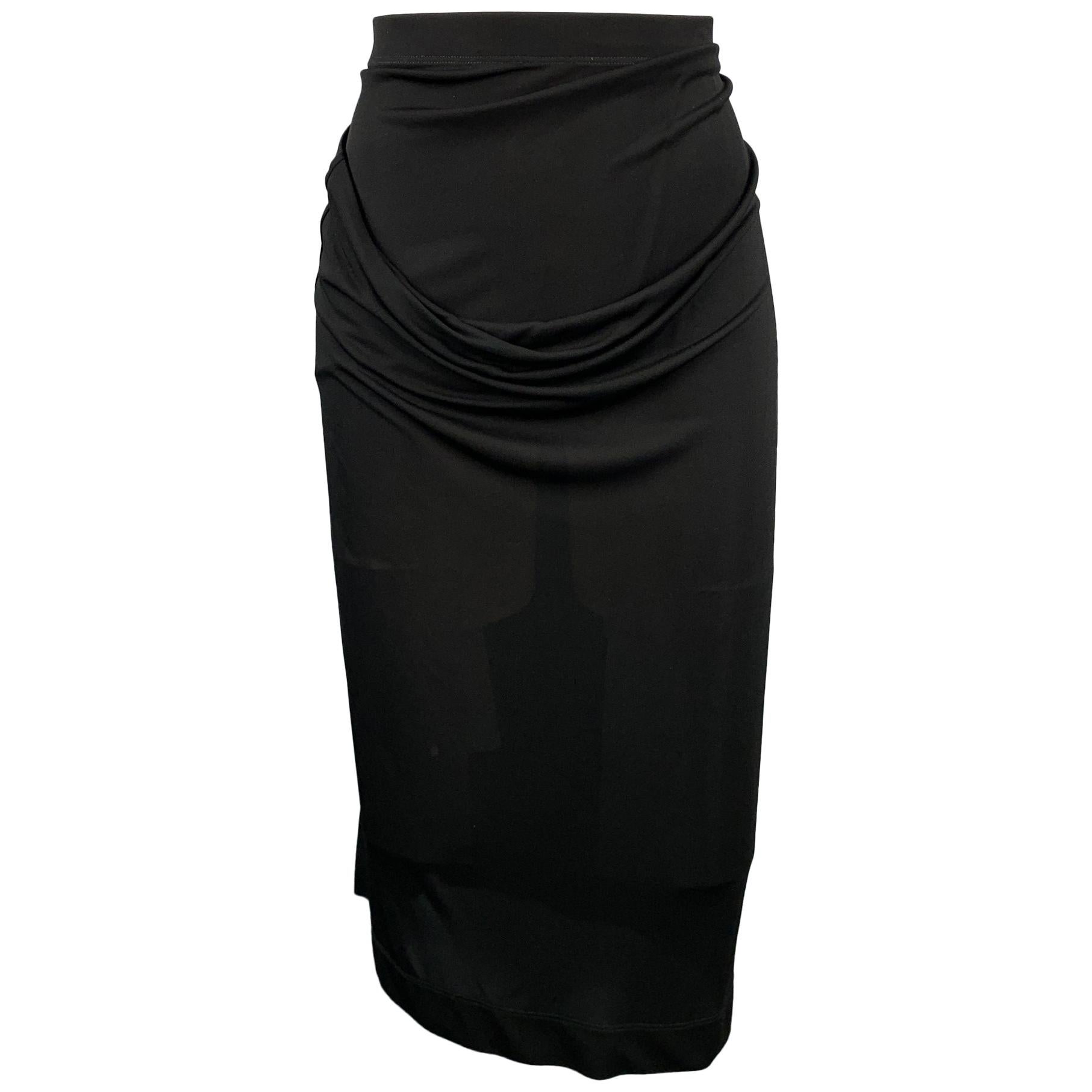 VIVIENNE WESTWOOD Size L Black Draped Viscose Pencil Skirt