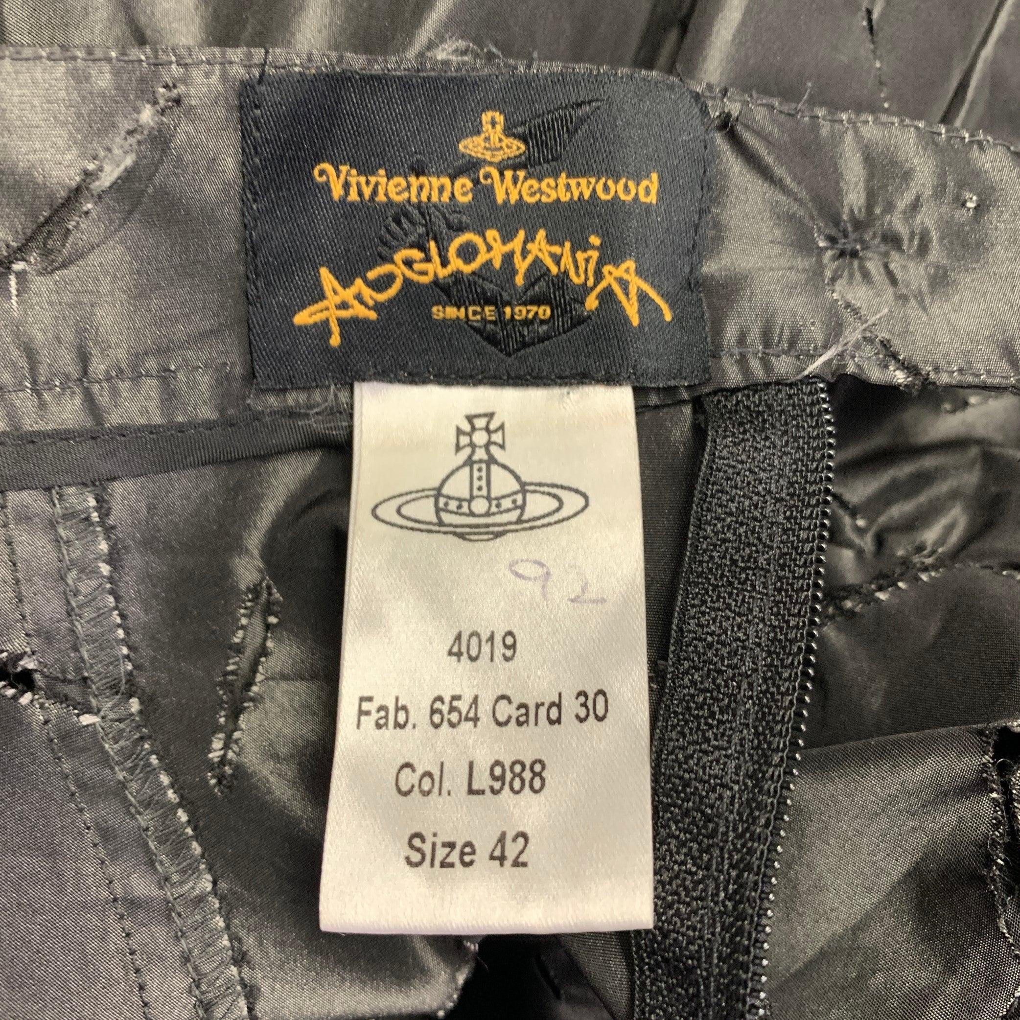 VIVIENNE WESTWOOD Size M Black Acetate Blend Cut Out Pleated Mini Skirt In Excellent Condition For Sale In San Francisco, CA