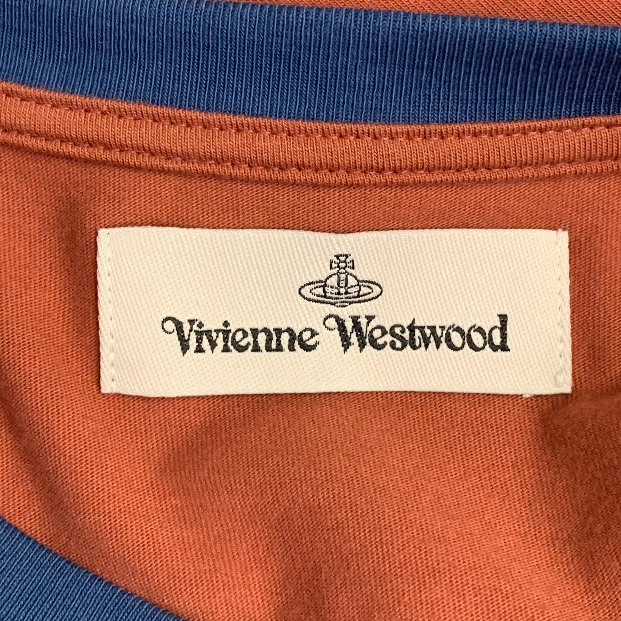 VIVIENNE WESTWOOD Size S Kiss Swing Brown Yellow Viscose Oversized Short Sleeve T-Shirt Dress 1