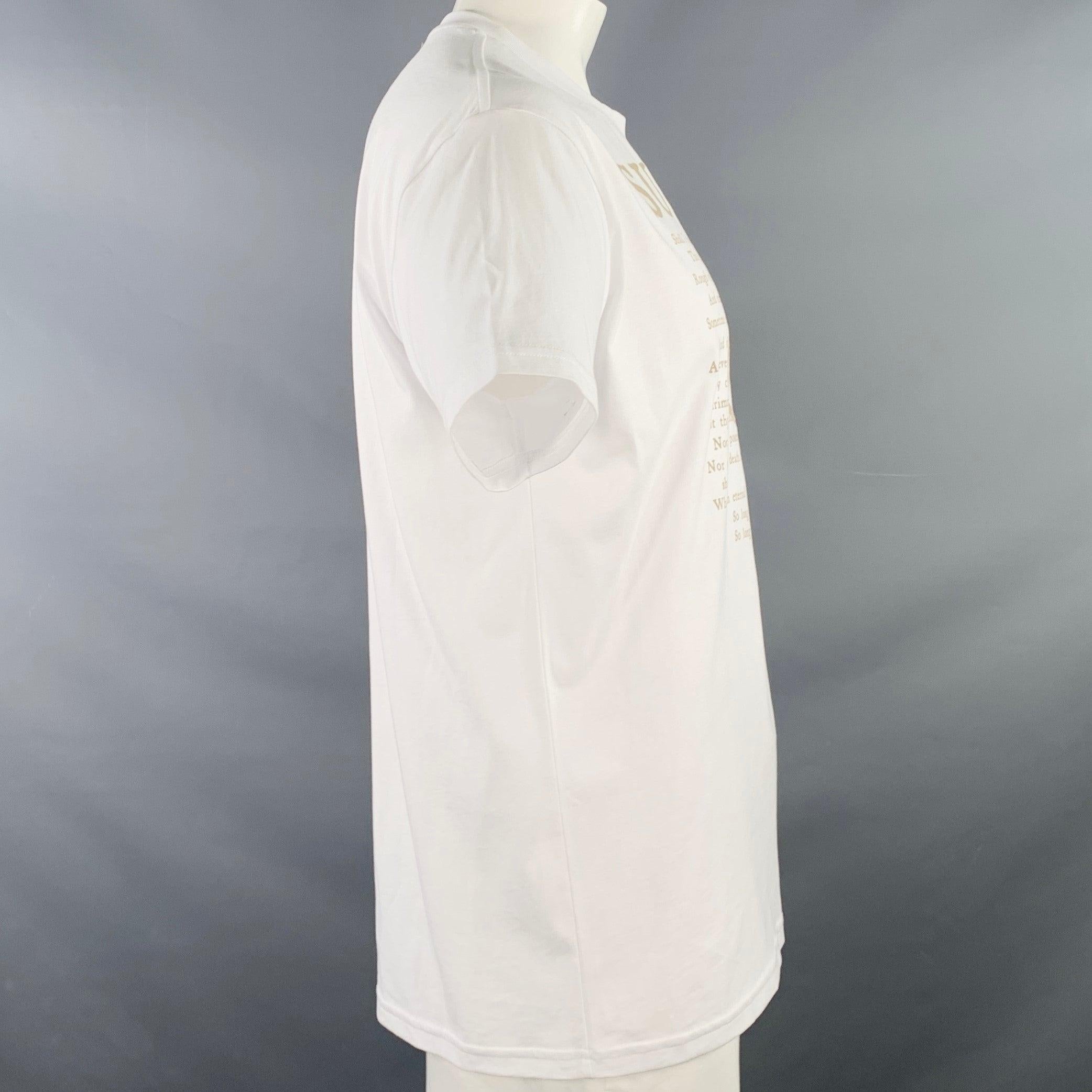 Gray VIVIENNE WESTWOOD Size XL Summer Classic White Beige Logo Cotton Blend Crew Neck T-shirt For Sale