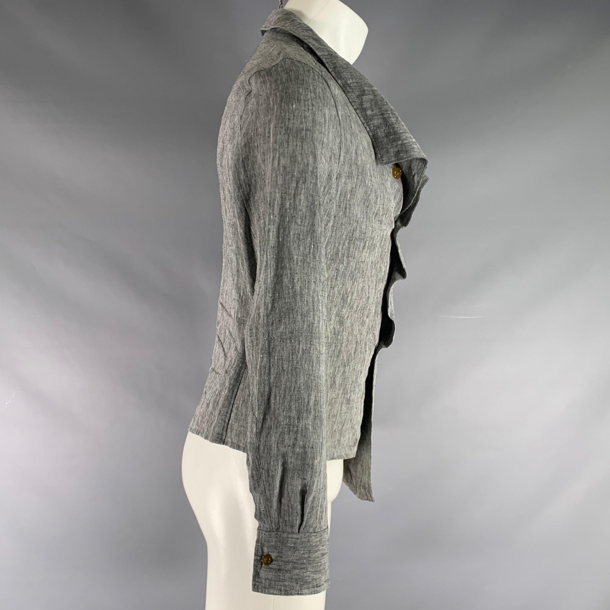 Gray VIVIENNE WESTWOOD Size XS Grey Heather Asymmetrical Long Sleeve Shirt For Sale