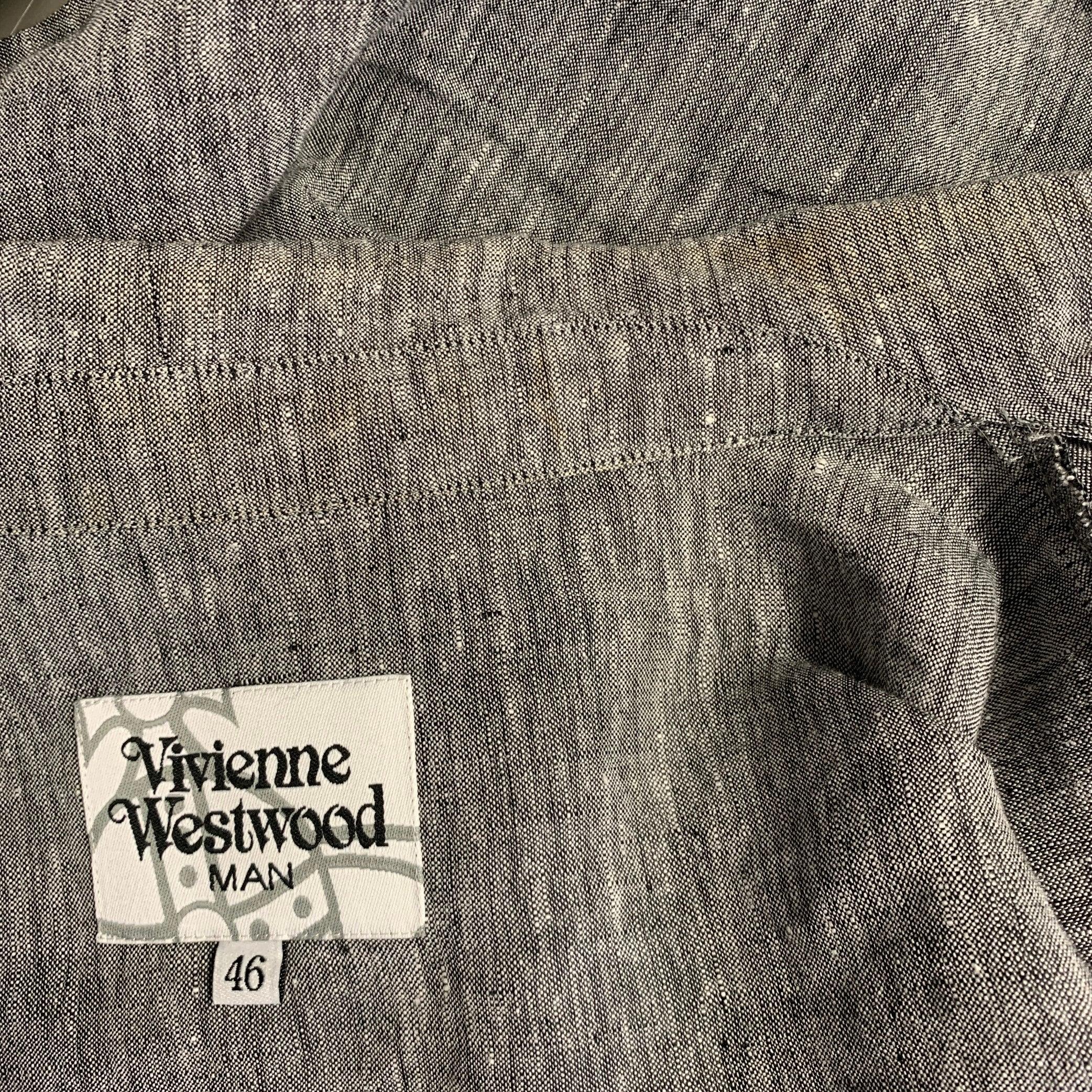 Men's VIVIENNE WESTWOOD Size XS Grey Heather Asymmetrical Long Sleeve Shirt For Sale