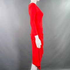 VIVIENNE WESTWOOD Size XS Red Viscose Ruched Long Sleeve Dress