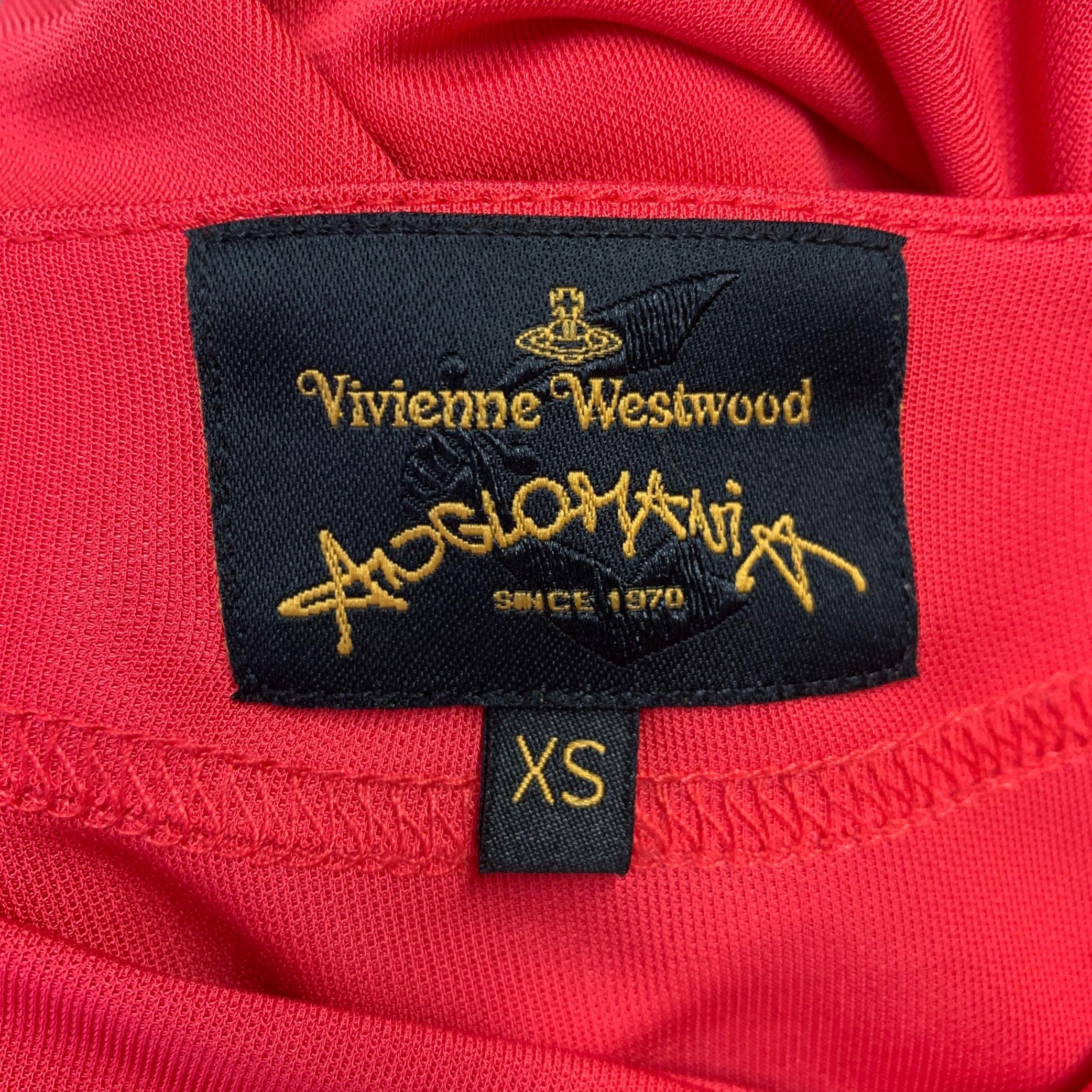 VIVIENNE WESTWOOD Size XS Red Viscose Ruched Long Sleeve Dress For Sale 2
