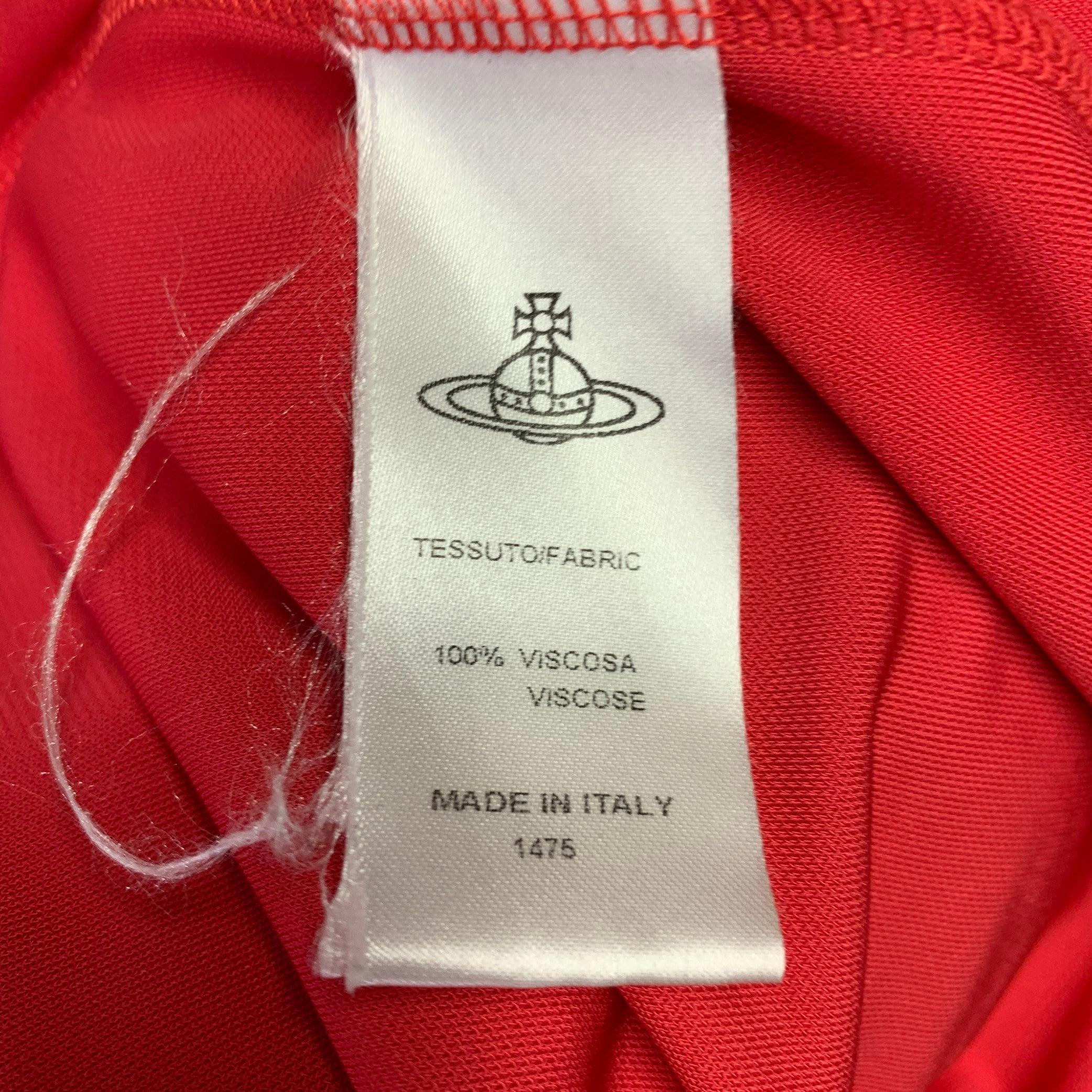 VIVIENNE WESTWOOD Size XS Red Viscose Ruched Long Sleeve Dress For Sale 4