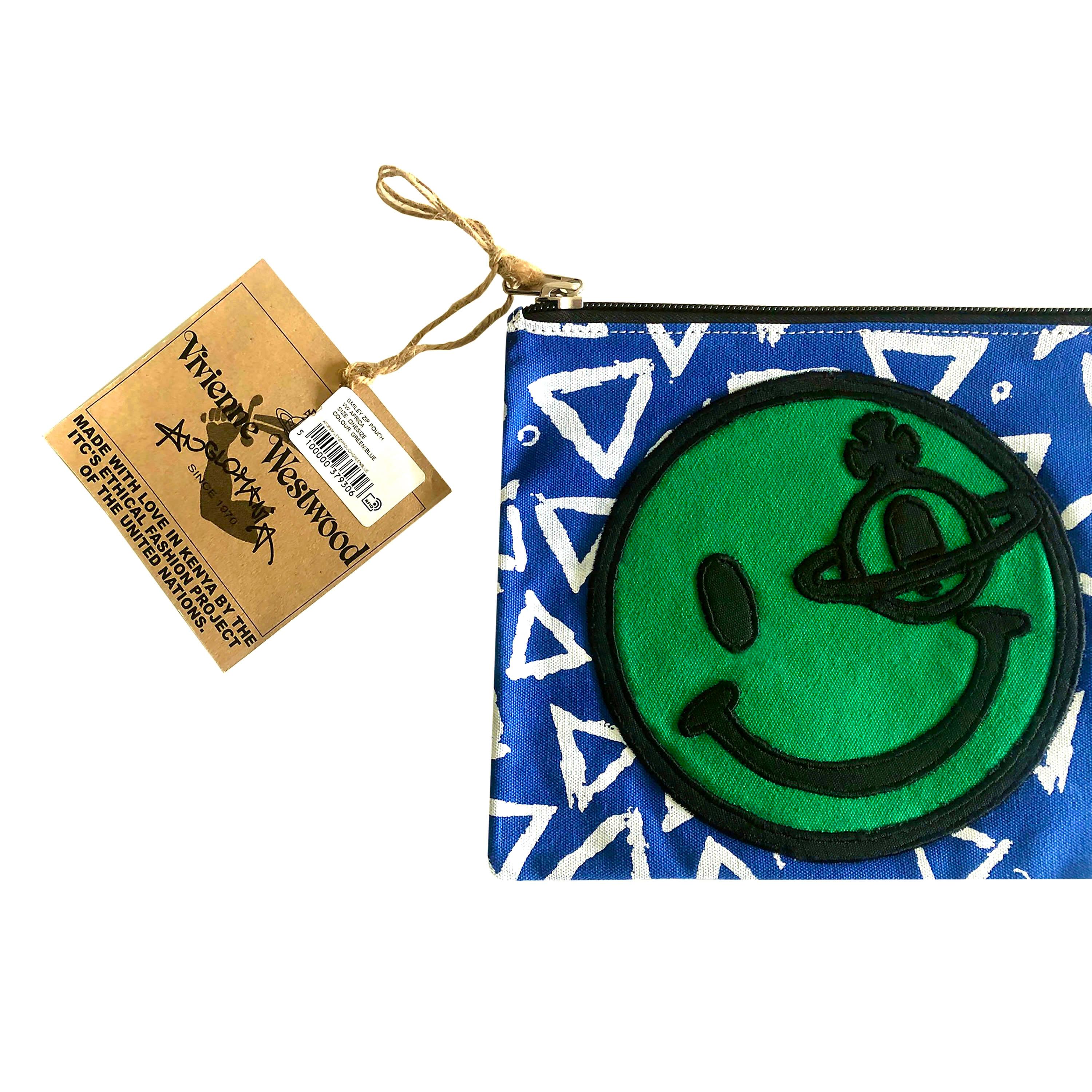 Women's or Men's Vivienne Westwood - Smiley Zip Pouch / Bag - Embroidered Detailing - NEW For Sale