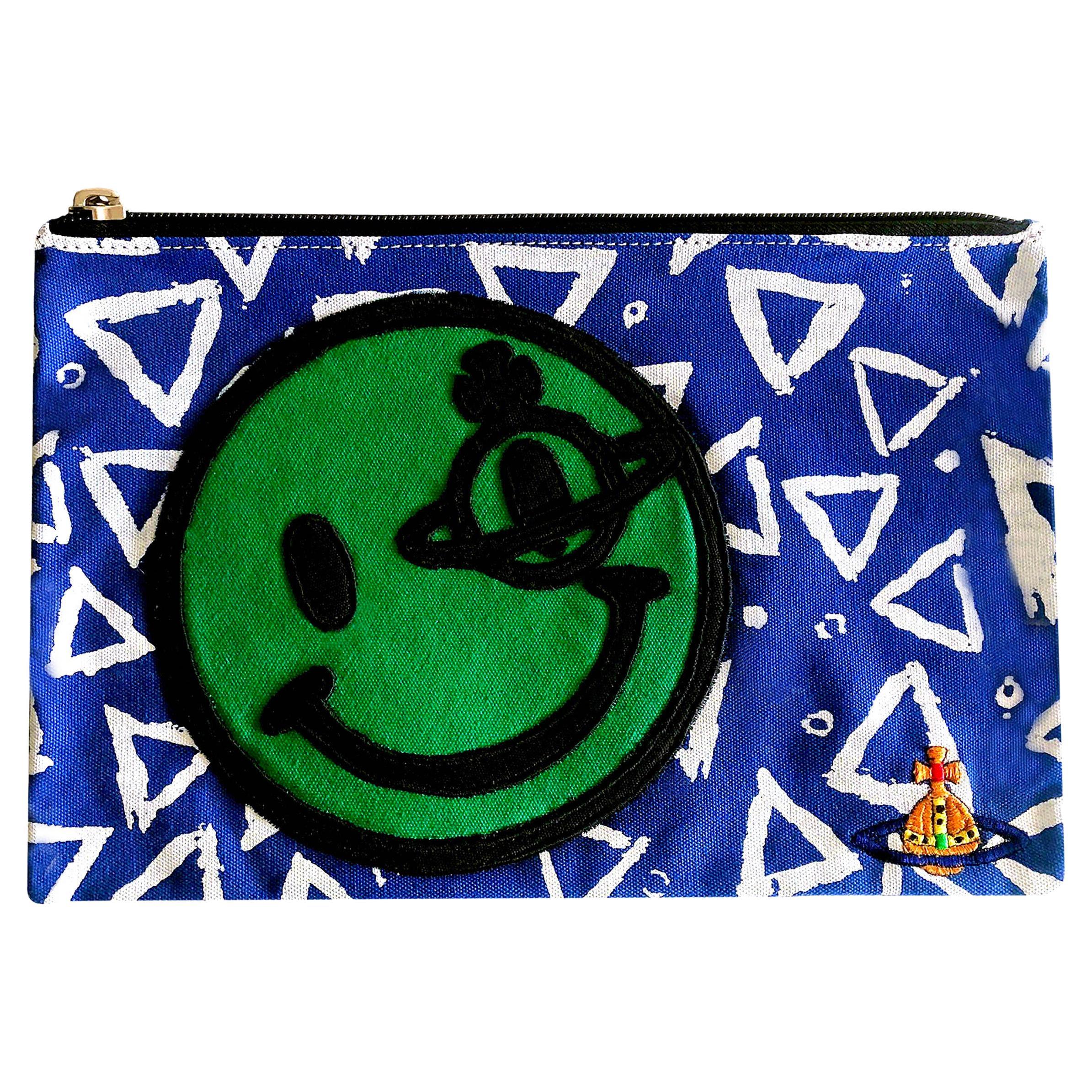 Vivienne Westwood - Smiley Zip Pouch / Bag - Embroidered Detailing - NEW For Sale