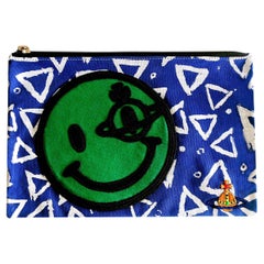 Used Vivienne Westwood - Smiley Zip Pouch / Bag - Embroidered Detailing - NEW