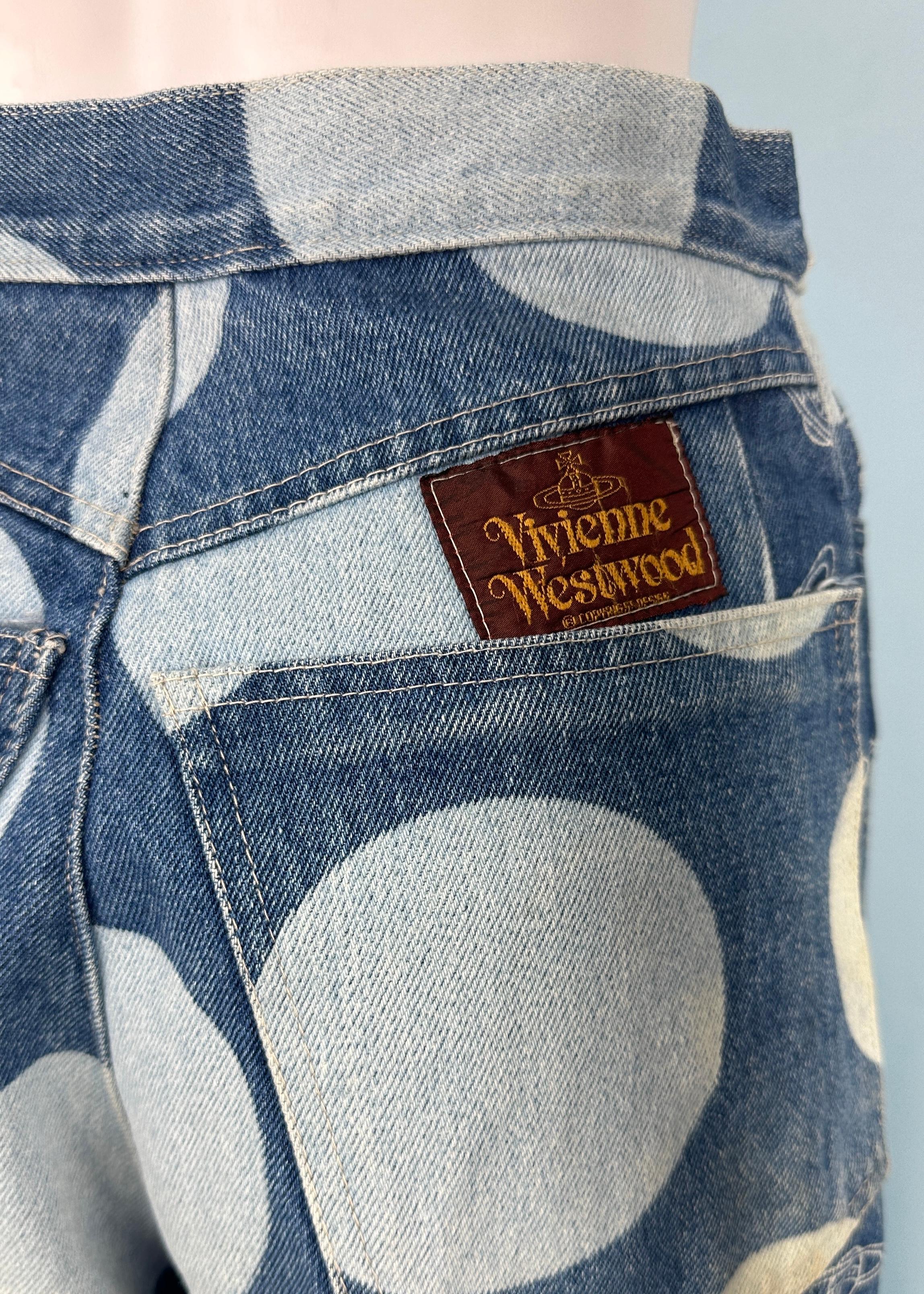 Vivienne Westwood Spring 1986 Orb & Polka Dot Denim Jeans For Sale 2