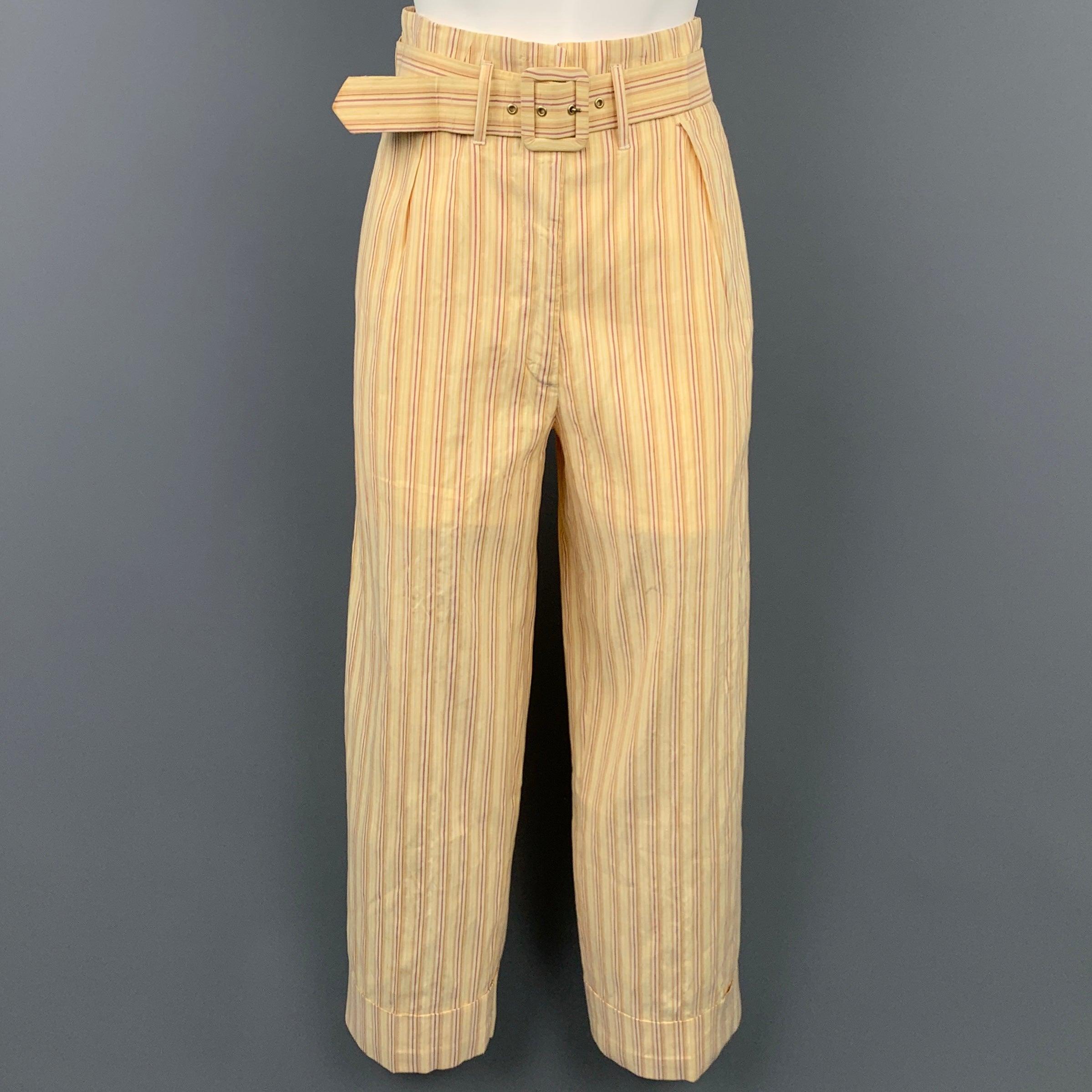 Women's VIVIENNE WESTWOOD Spring 1995 Yellow Red Linen / Cotton Size Vest Pant Suit Set For Sale