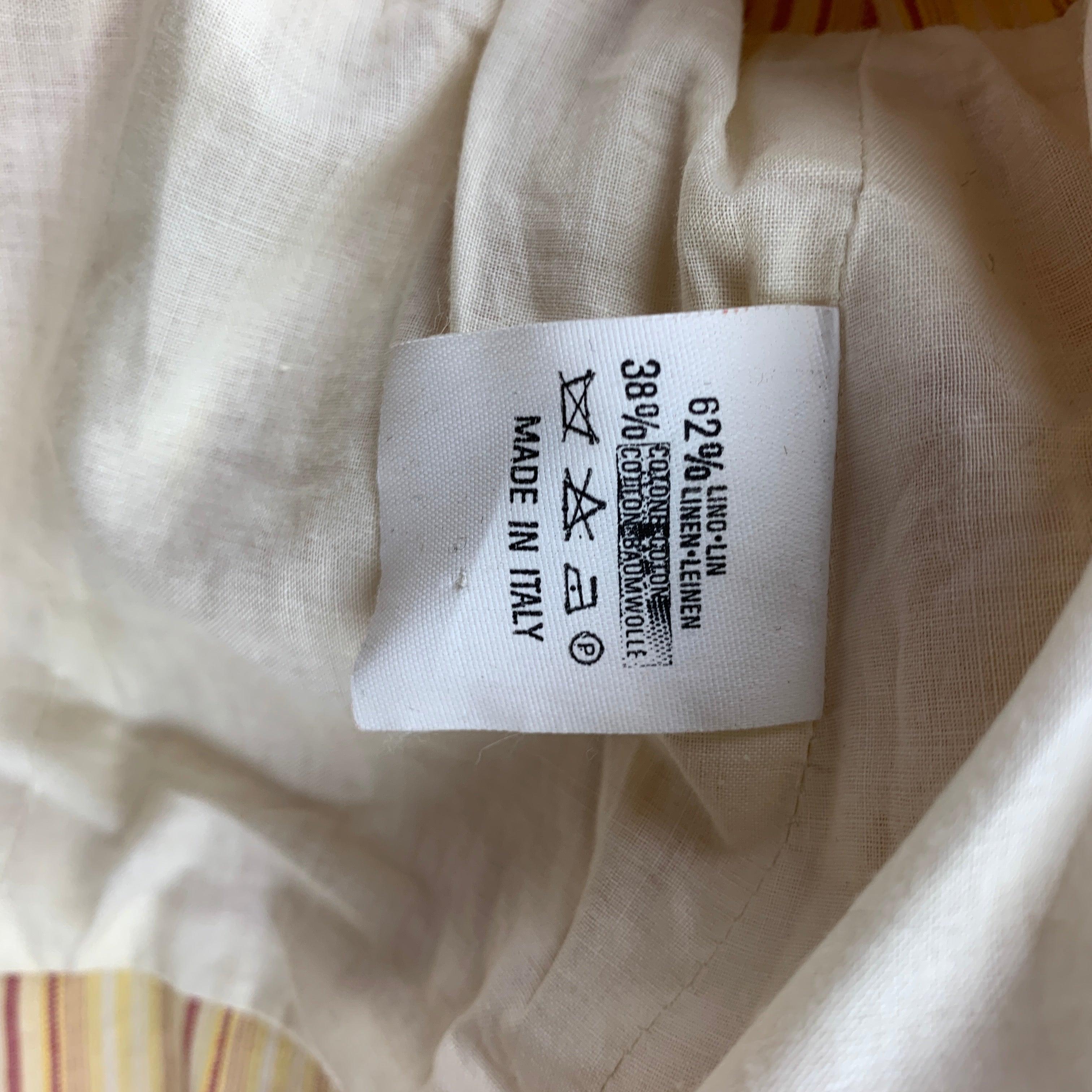 VIVIENNE WESTWOOD Spring 1995 Yellow Red Linen / Cotton Size Vest Pant Suit Set For Sale 3