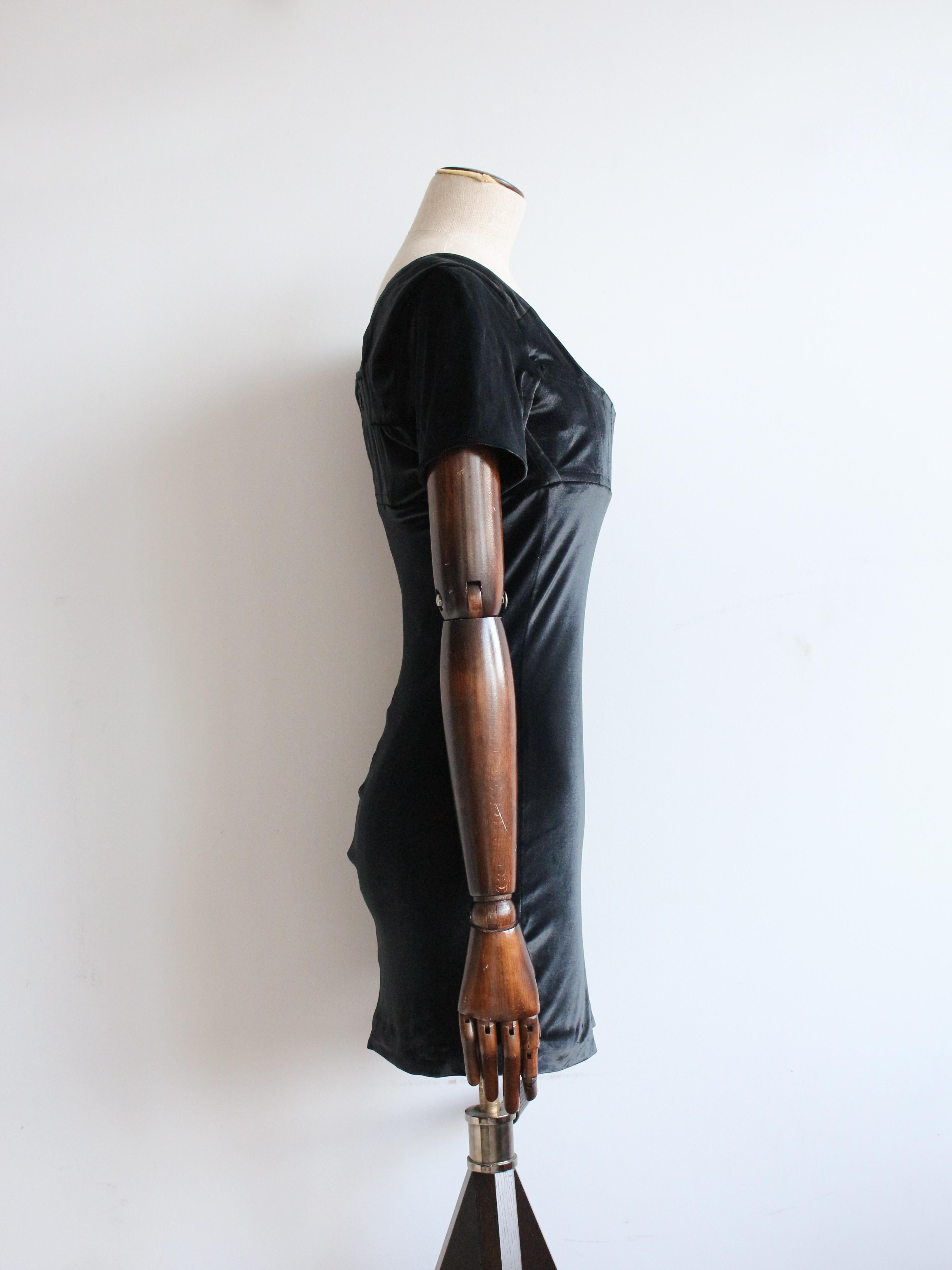 Vivienne Westwood Spring/Summer Black Velvet Corseted Mini Dress In Good Condition For Sale In Manchester, GB