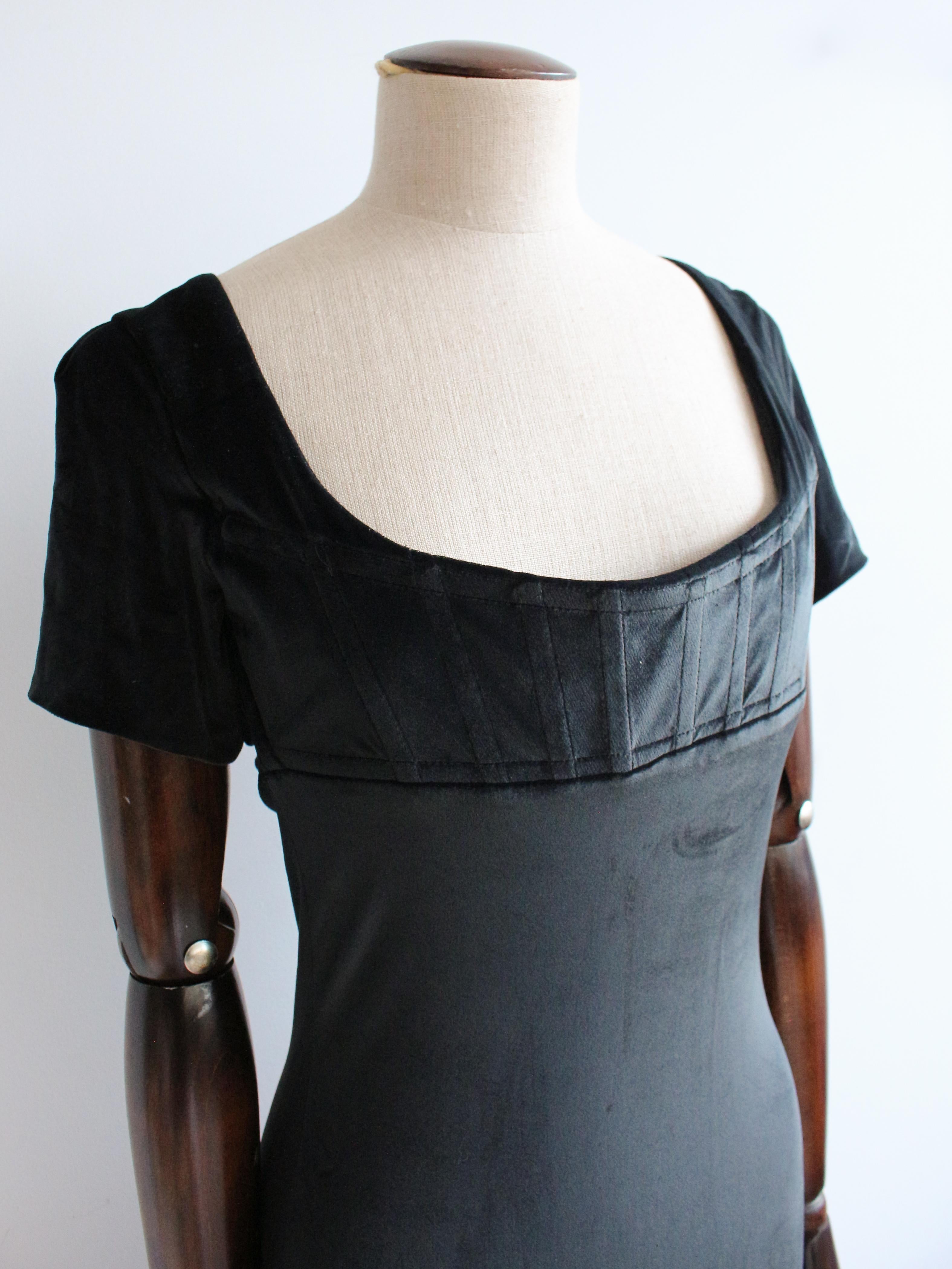 Vivienne Westwood Spring/Summer Black Velvet Corseted Mini Dress For Sale 1