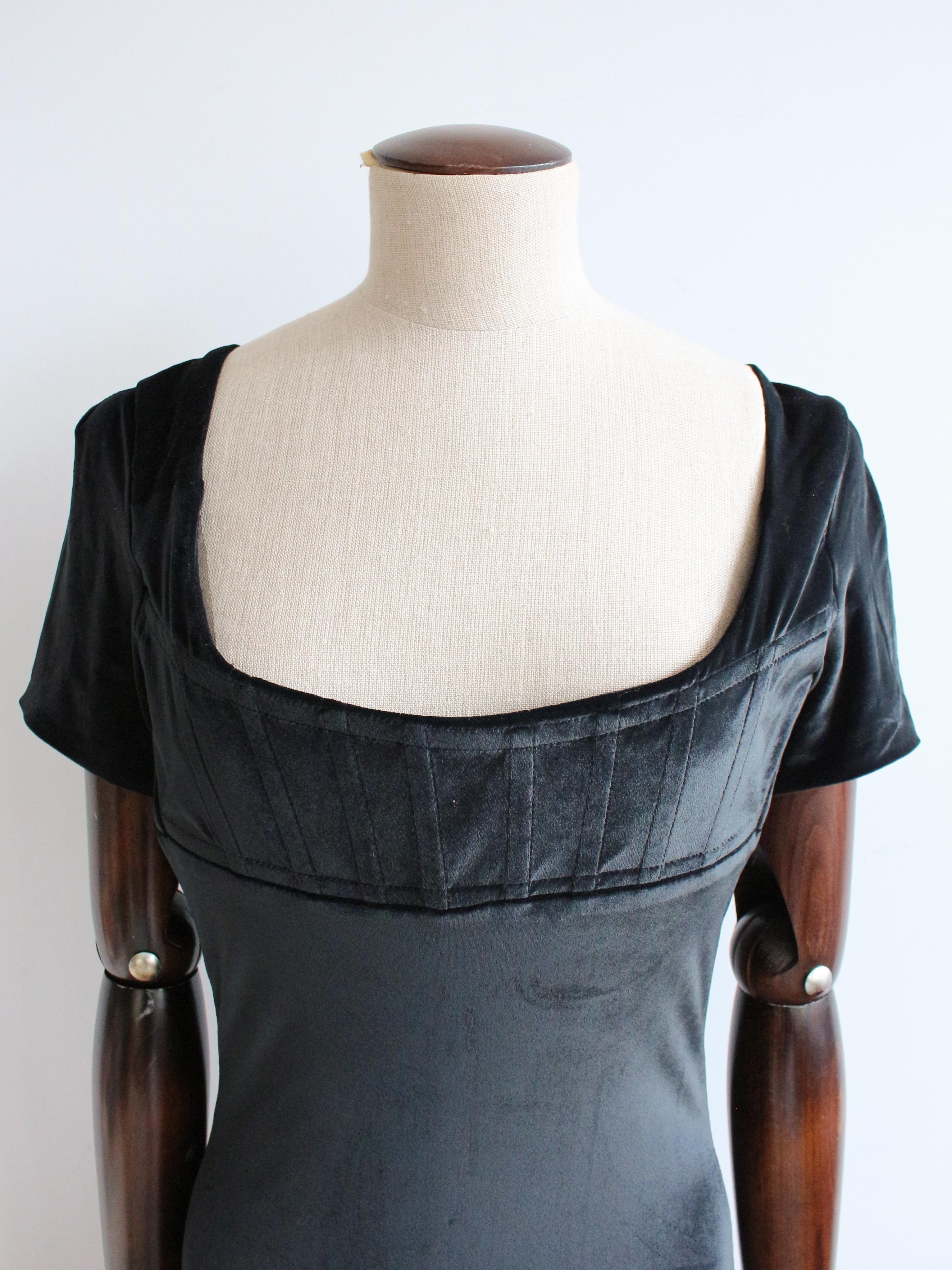 Vivienne Westwood Spring/Summer Black Velvet Corseted Mini Dress For Sale 2