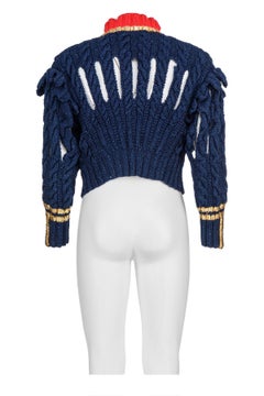 VIVIENNE WESTWOOD SS 91 Iconic and rare indigo knitted jacket with cut-out