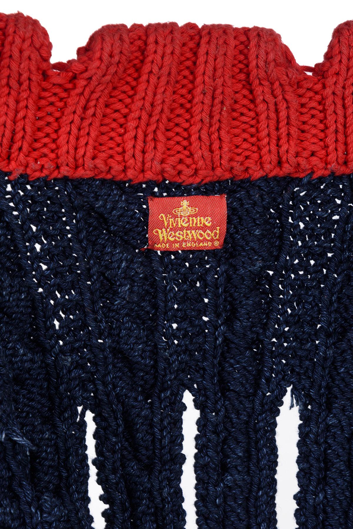 Noir VIVIENNE WESTWOOD SS 91 Icône et rare veste en maille indigo avec découpe en vente
