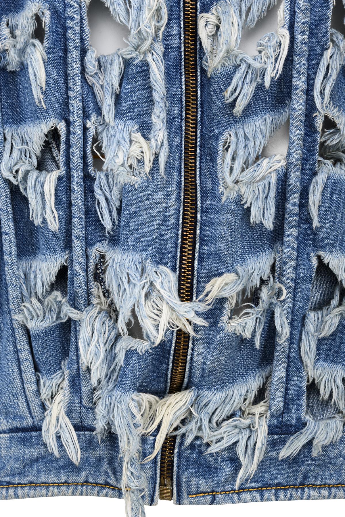 VIVIENNE WESTWOOD SS 91 Icone et rare veste en denim à bords tranchés Bon état - En vente à Milano, MILANO