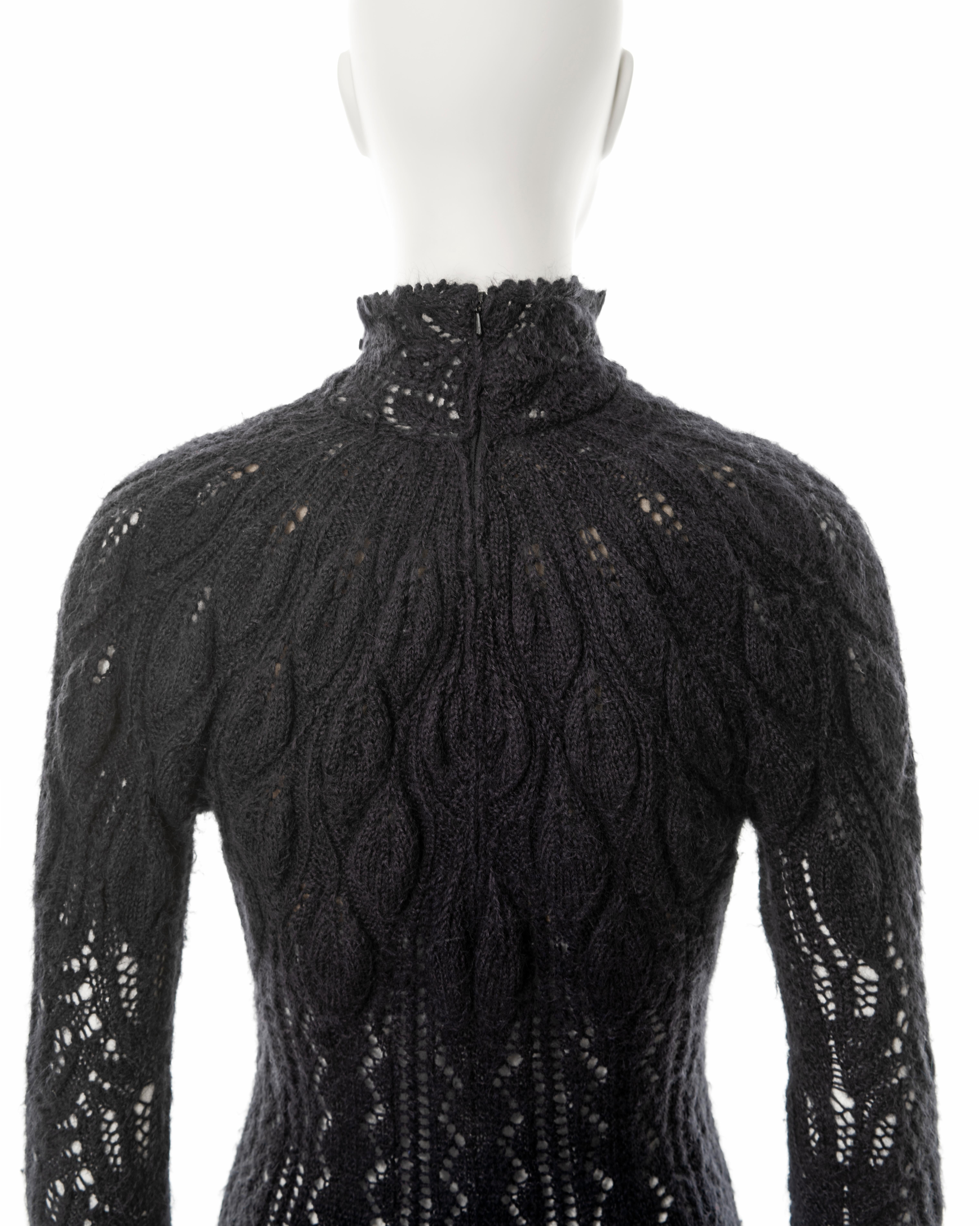 Vivienne Westwood steel-grey open knit alpaca wool corseted mini dress, fw 1993 For Sale 3