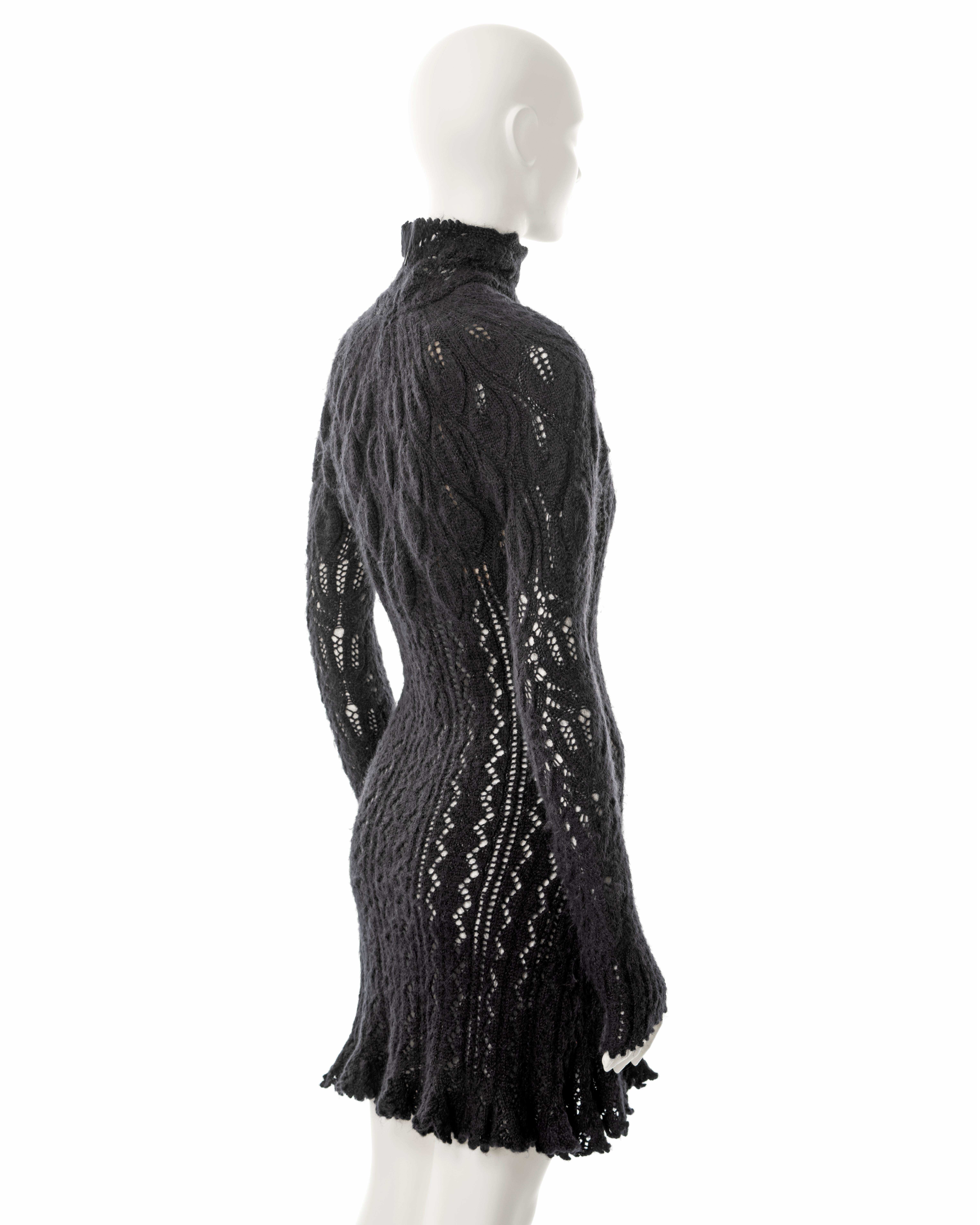Vivienne Westwood steel-grey open knit alpaca wool corseted mini dress, fw 1993 For Sale 4