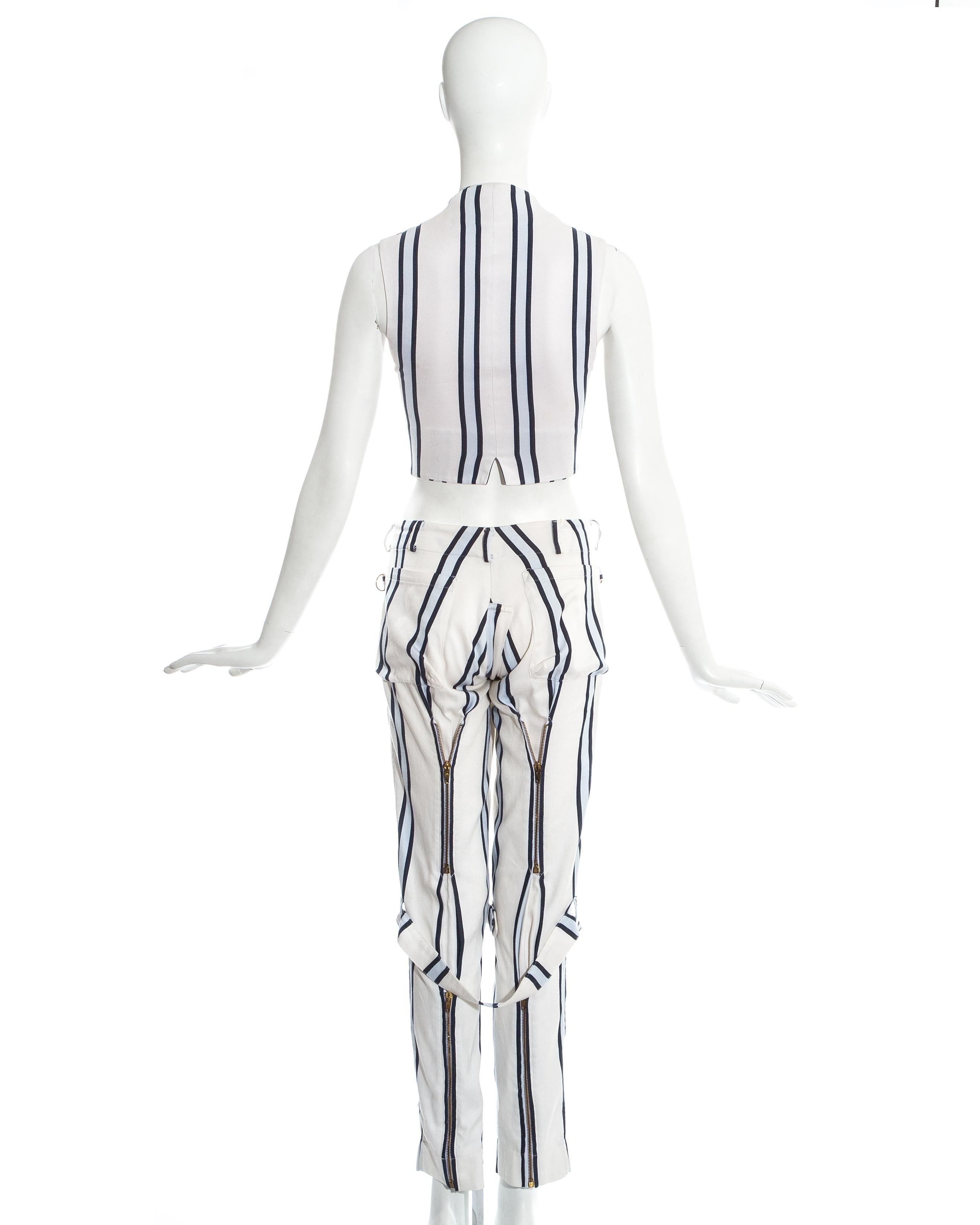 Vivienne Westwood striped cotton bondage 'Cafe Society' pant suit, ss 1994 In Good Condition In London, GB