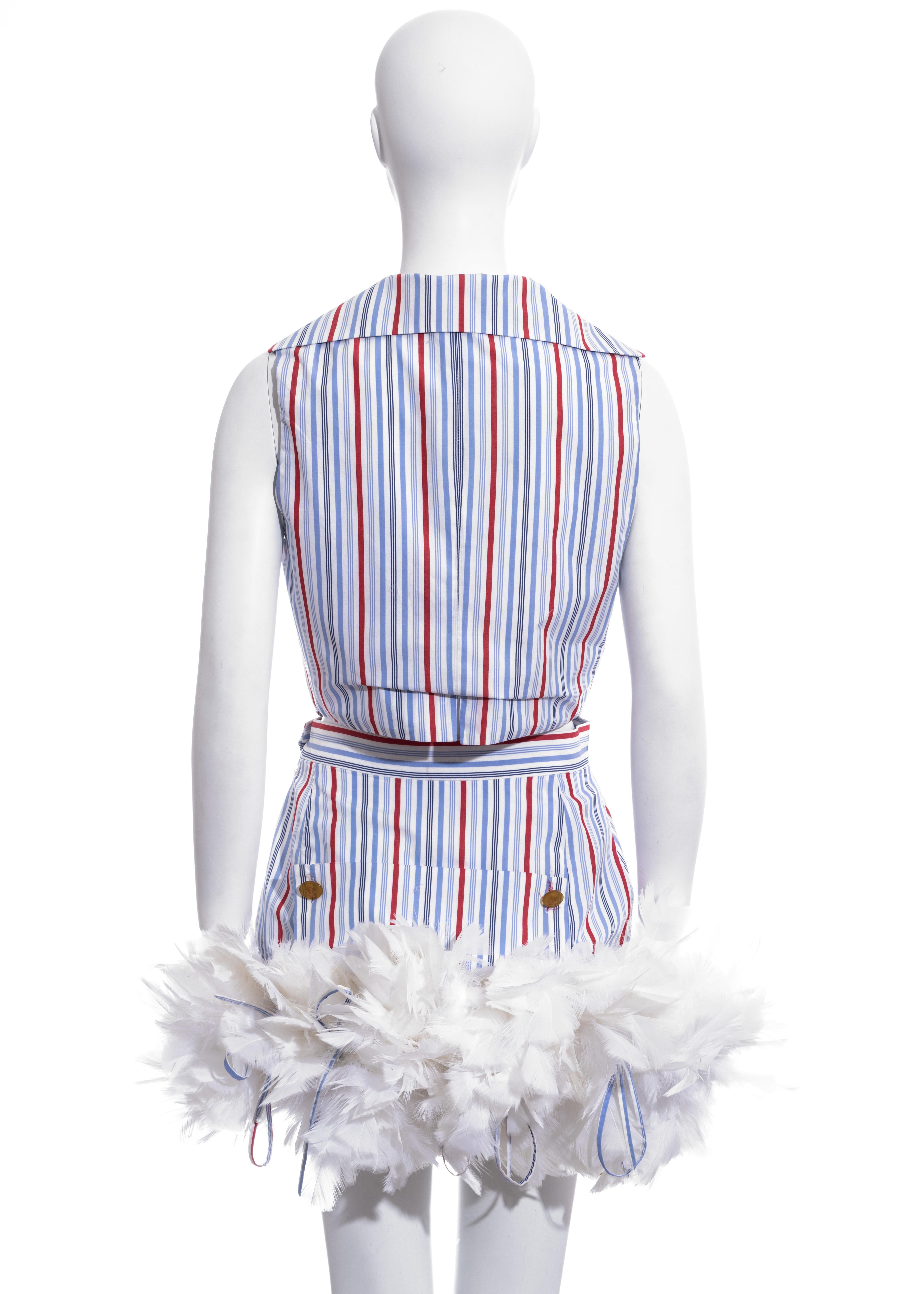 Gilet in cotone a righe e minigonna con piume di Vivienne Westwood, ss 1994 1