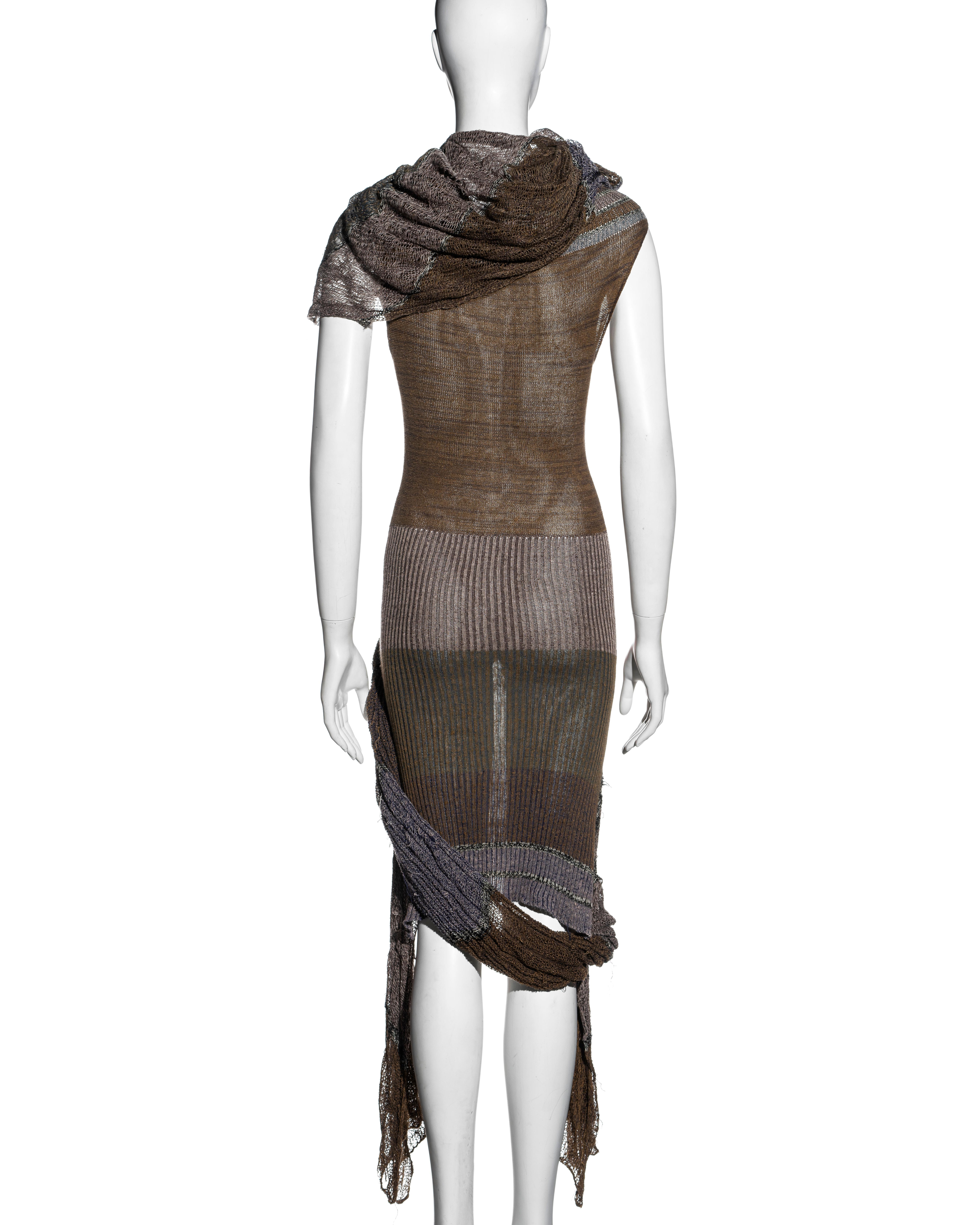Vivienne Westwood striped open knit dress with tubular scarf, ss 2005 For Sale 3