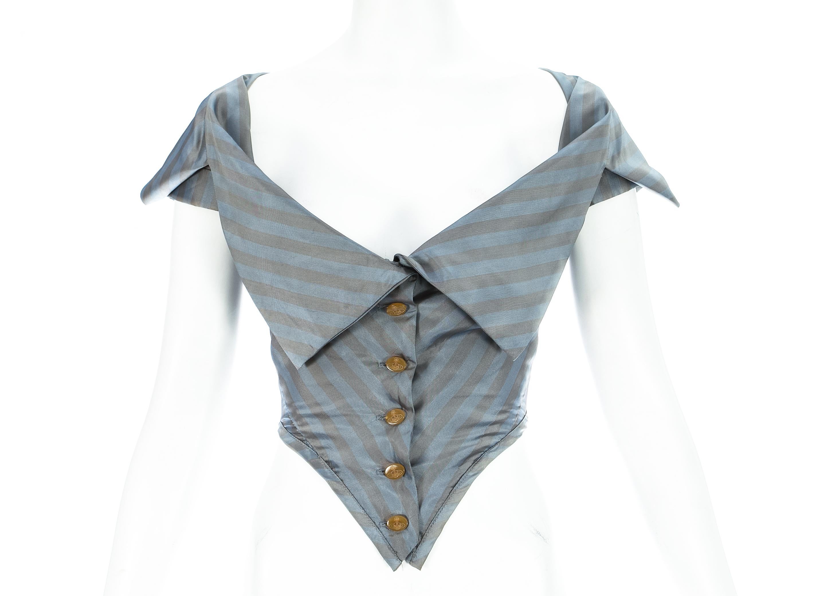 Vivienne Westwood striped satin fitted cropped blouse

c. 1990s